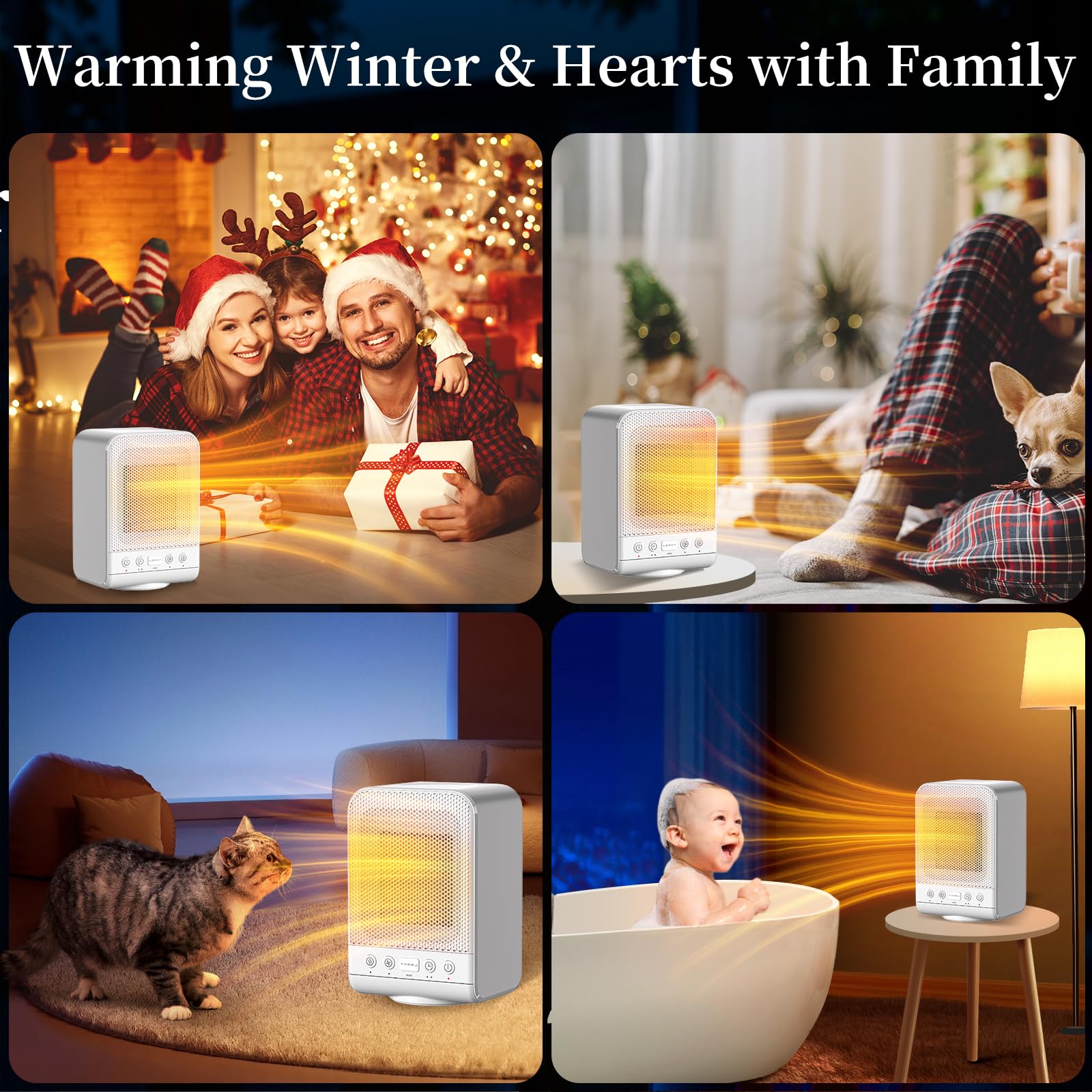 Lerat 1500W PTC Ceramic Space Heater - Portable Electric Heater with Thermostat, 3 Heating Modes & 1-12H Timer - Fast Heating for Office, Bedroom & Home Use (White) | Energy Efficient Indoor Heating Solution for Winter & Cold Weather