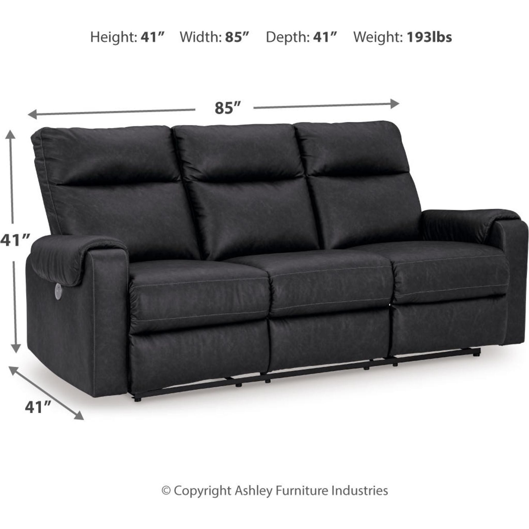 Axtellton Power Reclining Sofa in Carbon - Modern Electric Recliner with USB Charging for Living Room, Home Theater & Family Relaxation