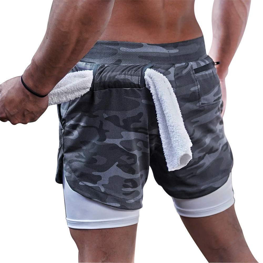 Surenow Men's Running Shorts - 2-in-1 Workout Shorts with Liner, 7-Inch Gym & Yoga Shorts for Men - Perfect for Running, Training, Outdoor Sports & Active Lifestyle