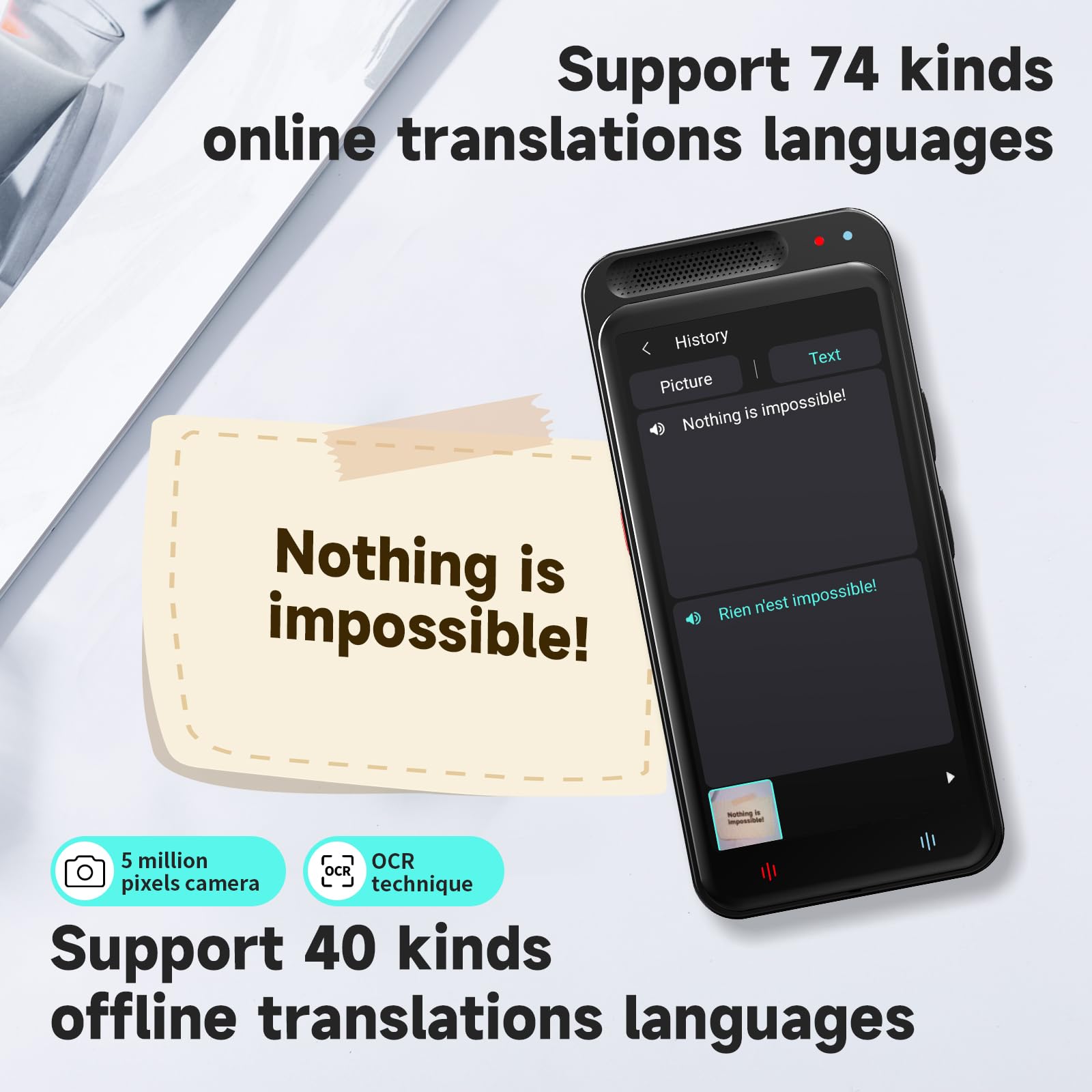 Two-Way Real-Time Language Translator Device - 138 Languages, 4.1