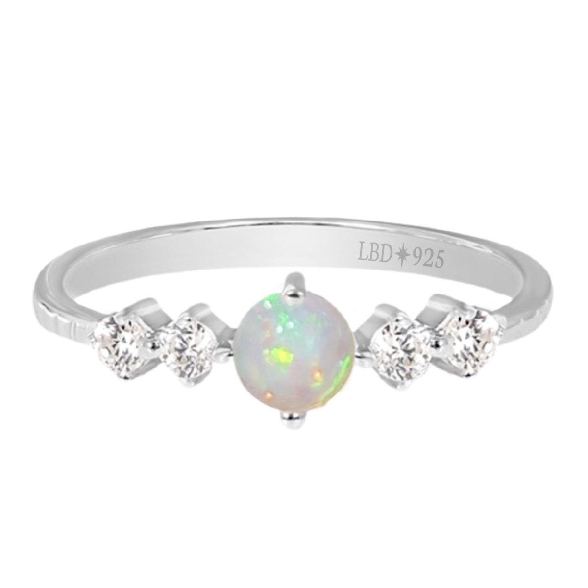 Laihas Petite Sparkle Opal Ring - Dainty Sterling Silver Jewelry for Women | Perfect for Everyday Wear, Date Nights & Gift Giving