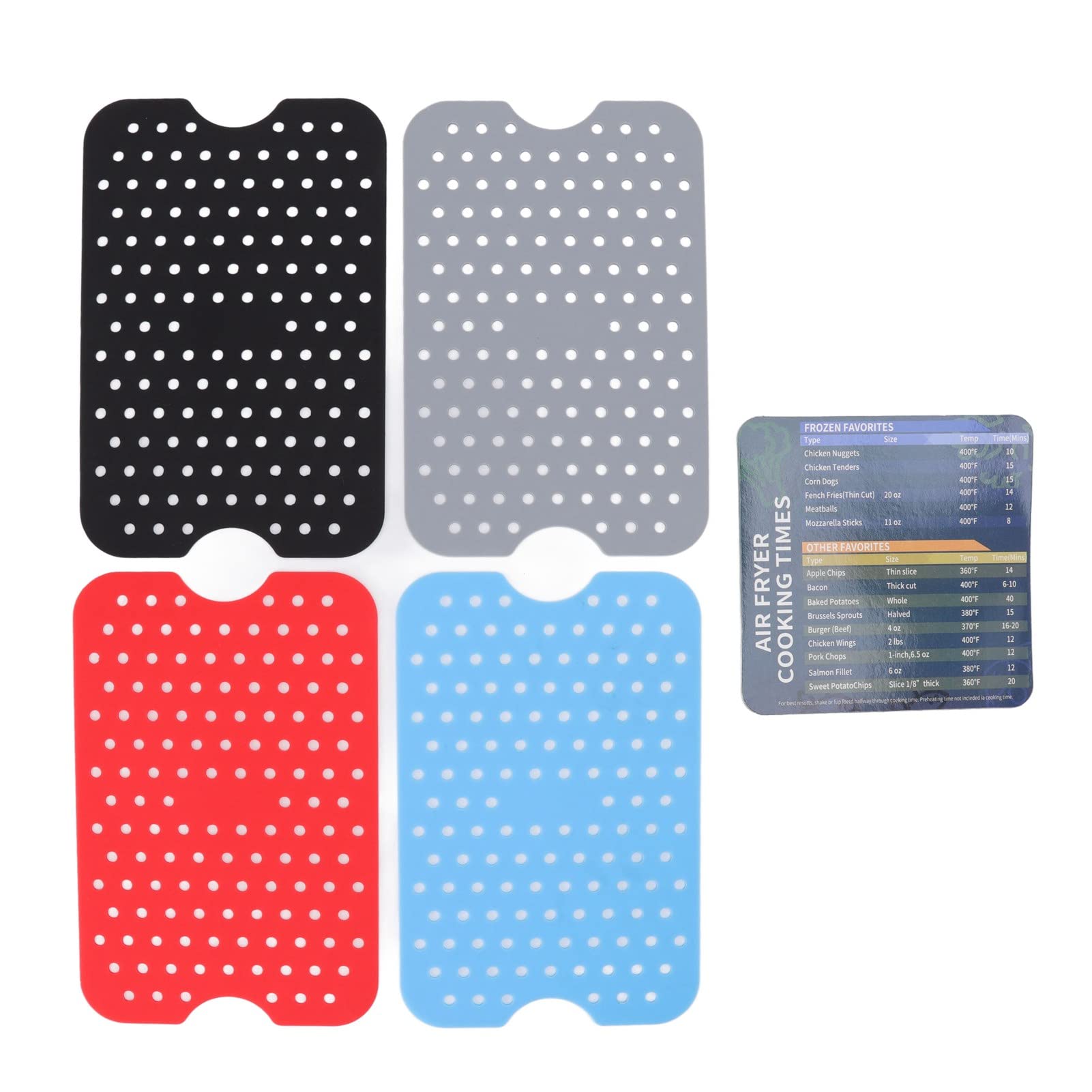 Reusable Silicone Air Fryer Liners - 4Pcs Non-Stick Baking Mats for Air Fryer, Oven & Steaming | Perforated & Raised Design for Even Cooking | Perfect for Healthy Frying, Roasting & Baking at Home