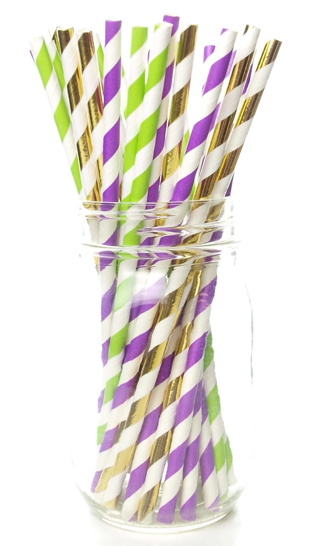 Eco-Friendly Biodegradable Mardi Gras Party Straws (25 Pack) - Purple, Green & Gold Drinking Straws for New Orleans Carnival, Louisiana Celebration & Fat Tuesday Parties | Perfect for Mardi Gras Parades, Masquerade Balls & Carnival of Venice Themed Events