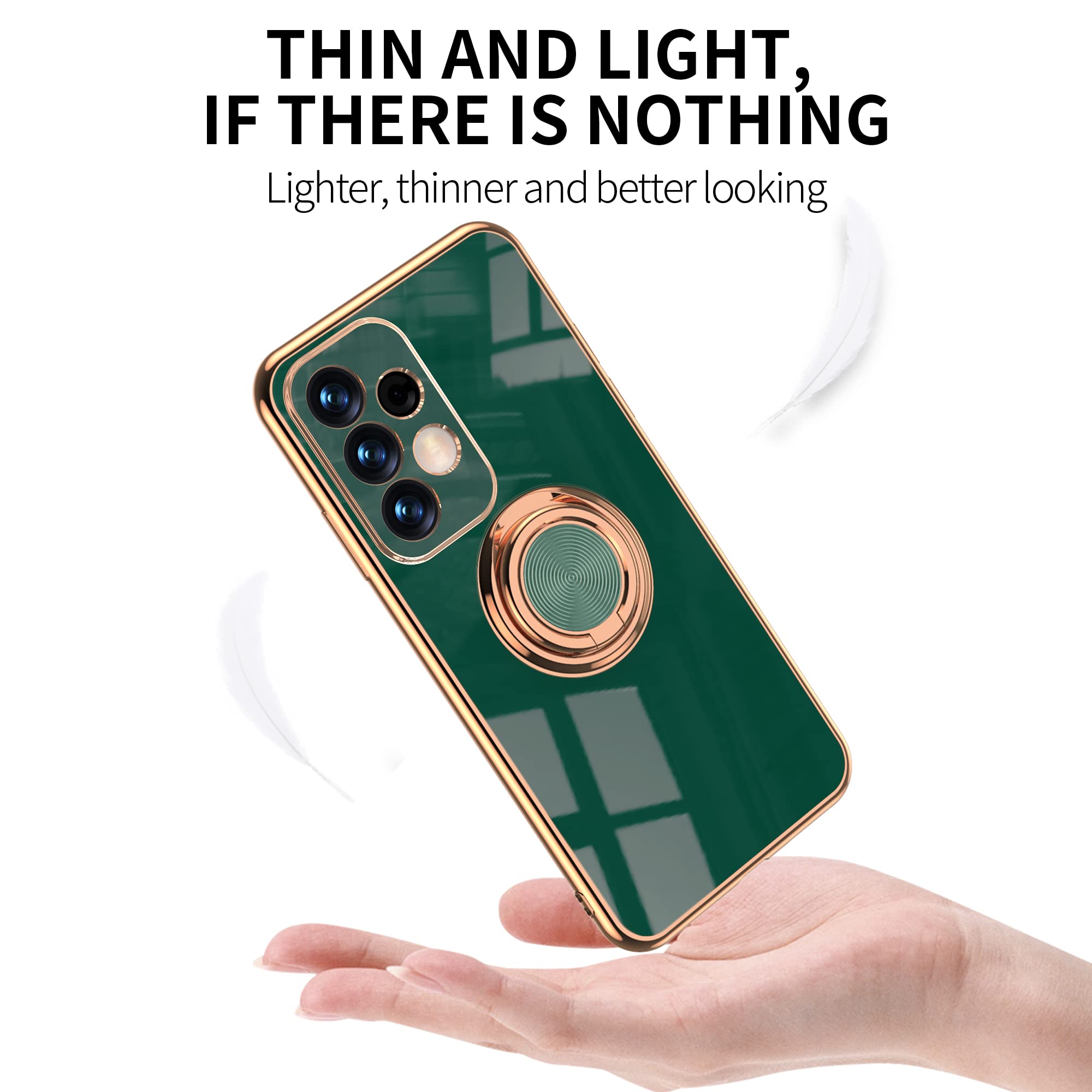 360° Rotating Magnetic Ring Holder Case for Samsung Galaxy A53 5G - Electroplated Metal Car Mount with Shockproof Silicone Cover (Light Pink) | Perfect for Driving, Office & Daily Use