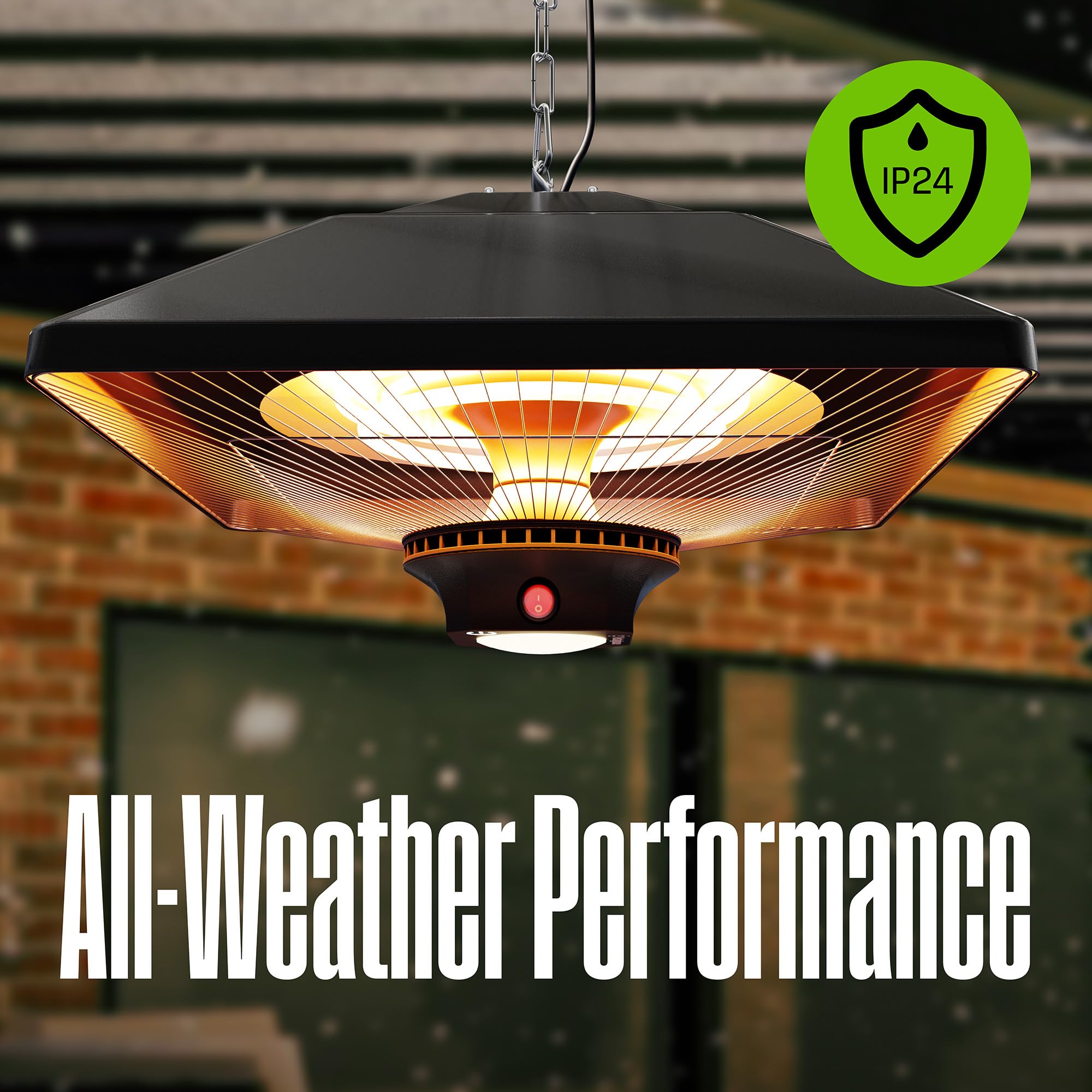 Westinghouse Outdoor Ceiling Patio Heater - 1500W Adjustable Infrared Heater with Water Resistant Design & Auto Shut-Off Overheat Protection - Perfect for Patio Covers, Gazebos, Pergolas, Backyards & Outdoor Dining Areas