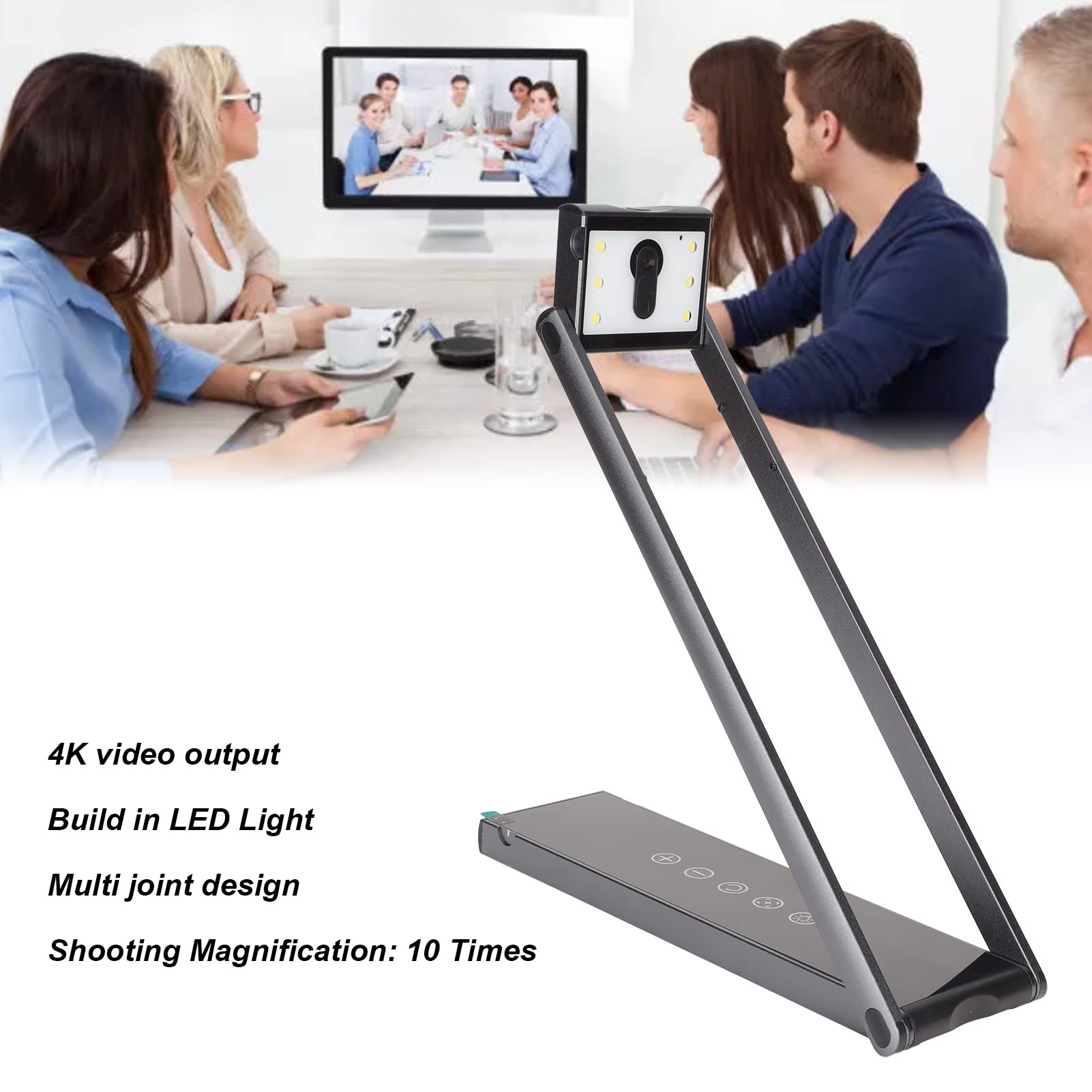2 in 1 13MP 4K A3 Document Scanner & Webcam with 6 LED Lights - Foldable USB Document Camera for Online Teaching, Live Streaming, Remote Work & Picture Scanning | Brightness Adjustment & Portable Design