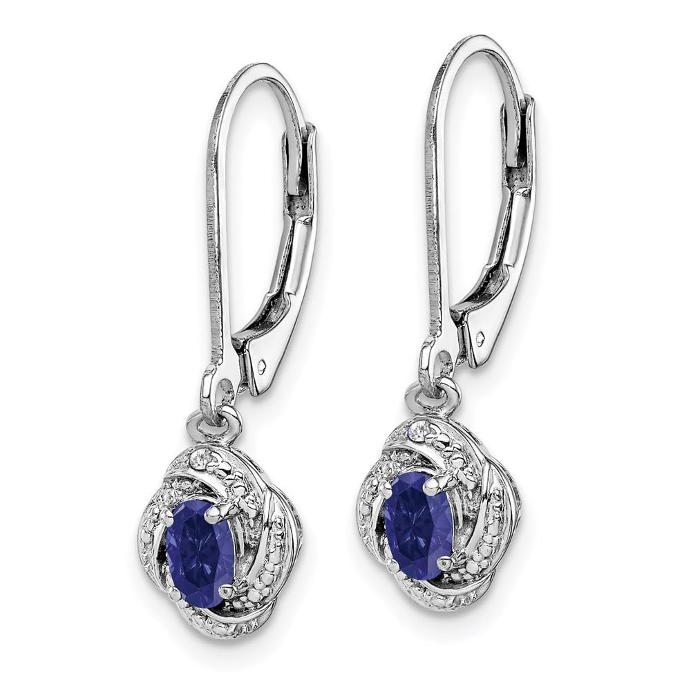 Sterling Silver Rhodium-Plated Diamond & Gemstone Dangle Earrings for Women | Elegant Fine Jewelry Gift for Birthday, Anniversary & Special Occasions