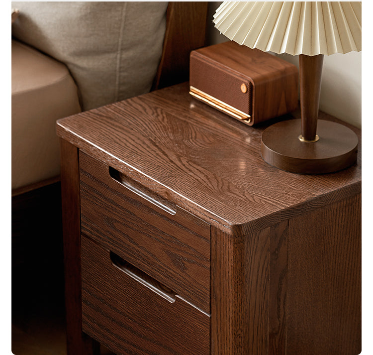 Solid Oak Wood Nightstand - Scandinavian Modern Bedside Table for Bedroom, Living Room & Nursery - Stylish & Durable Storage Solution