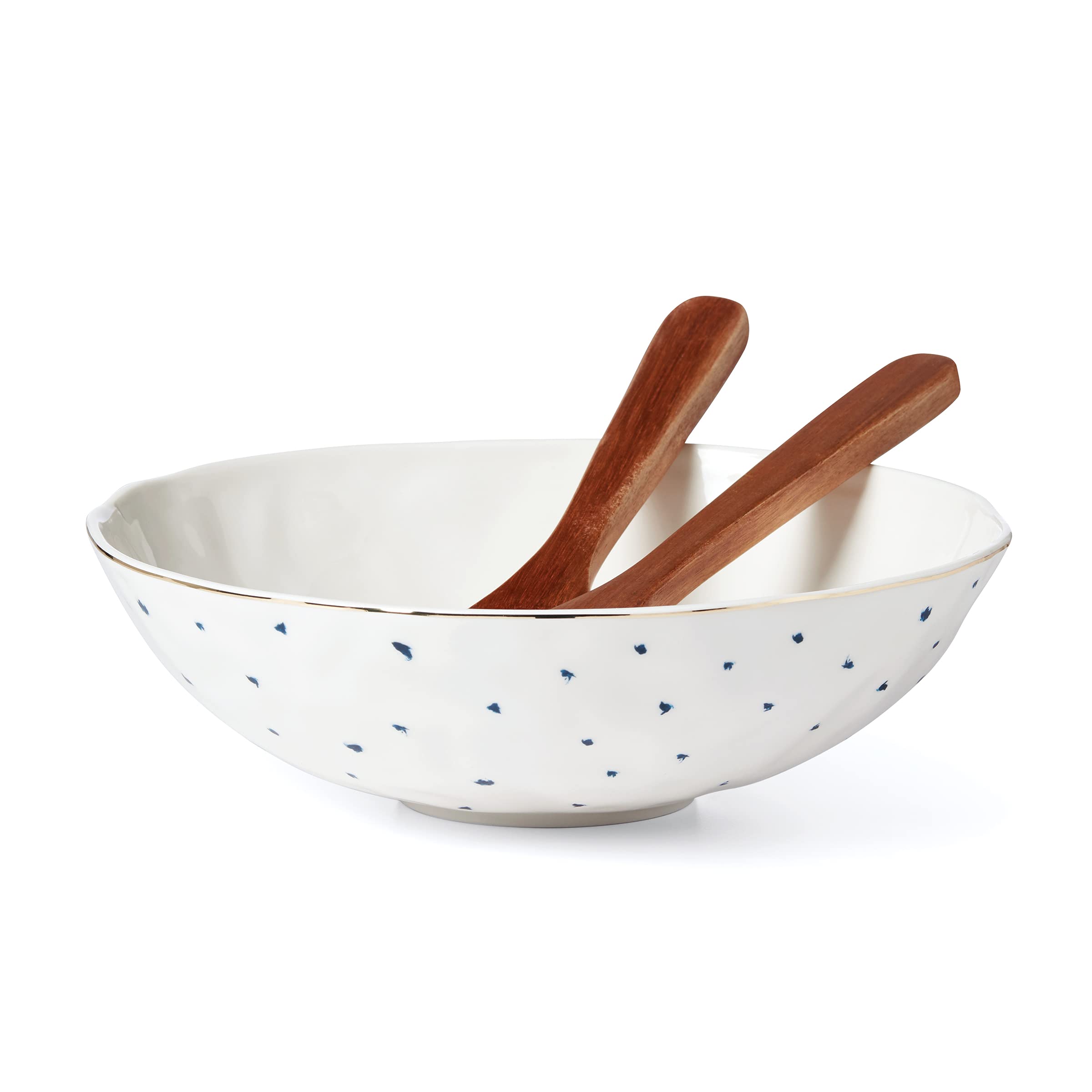 Lenox Blue Bay Salad Bowl & Server Set – 3.53 Qt Porcelain Serving Bowl with Ladle – Elegant Dinnerware for Entertaining, Holiday Meals & Family Gatherings