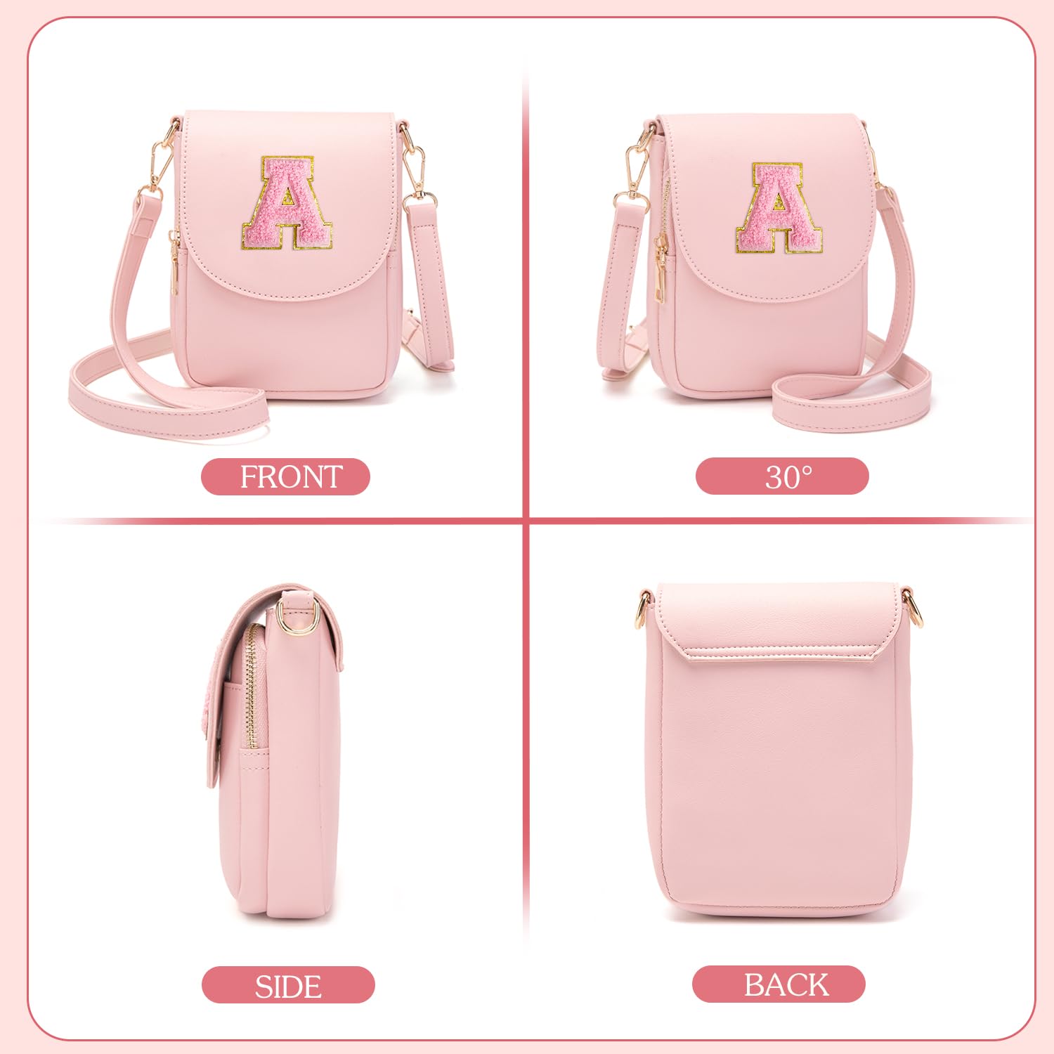 Stylish Leather Crossbody Purse for Teen Girls & Women - Small Initial Phone Bag with Triple Compartment - Perfect for School, Travel & Everyday Use
