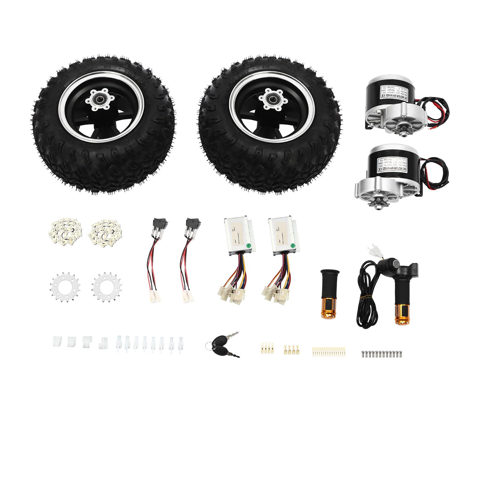 10 Inch 24V 250W Dual Motor Drive Air Wheel Conversion Kit with Digital Display & Throttle Reverse Switch - Electric Scooter Wheel Conversion for Go-Karts, Wheelchairs - Perfect for DIY Mobility Upgrades and Off-Road Fun