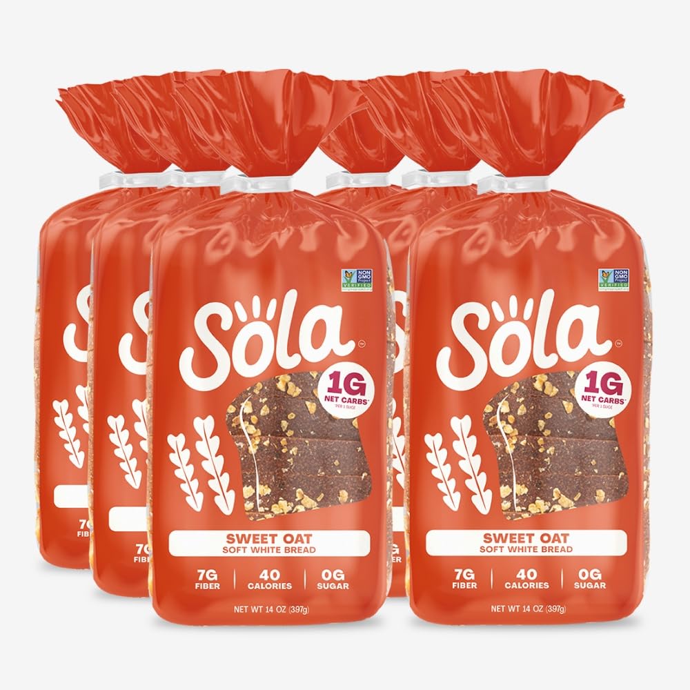 Keto Bread Sweet Oat - Low Carb, Non-GMO, Sugar Free, 1g Net Carbs per Slice | 6 Pack | Perfect for Keto Diet, Weight Loss & Healthy Breakfast