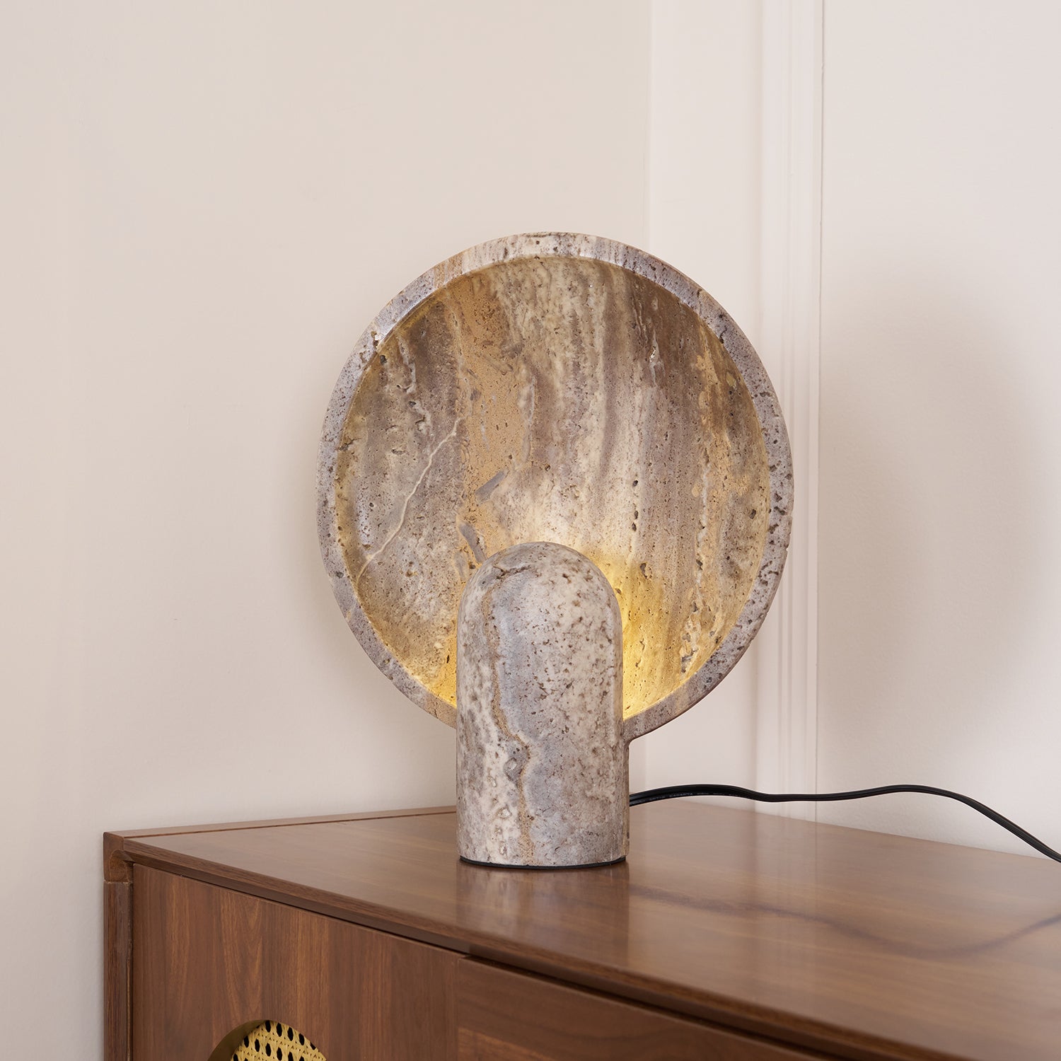 Eclipse Stone Table Lamp - Modern LED Night Light for Bedroom, Living Room & Office - Natural Stone Base with Adjustable Brightness - Perfect for Reading, Relaxation & Decoration