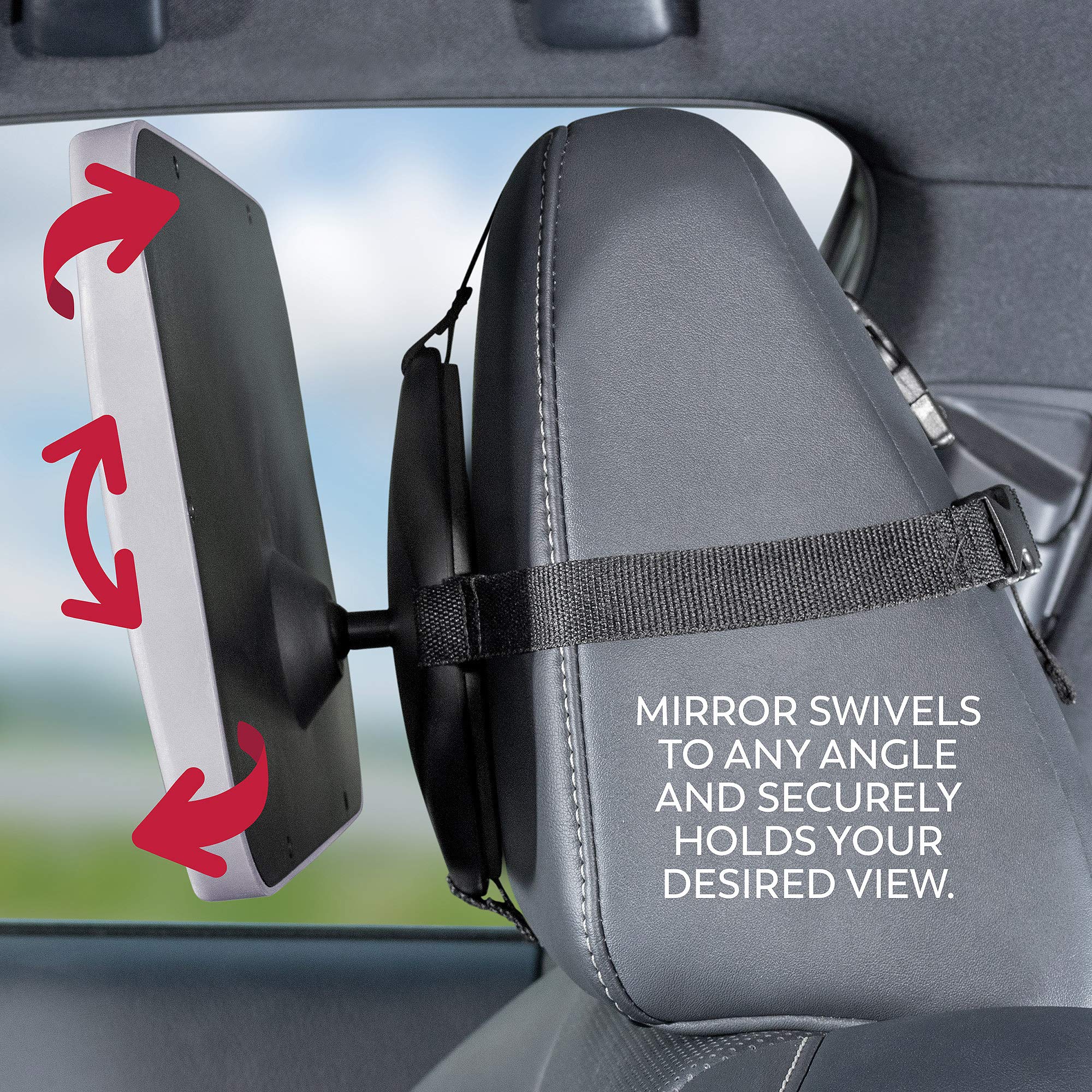 Lusso Gear 2-Pack Waterproof Car Seat Protectors (Gray) + Baby Backseat Mirror for Car - Premium Oxford Fabric for Leather & Fabric Seat Protection - Travel & Baby Safety Essentials for Road Trips & Daily Commutes