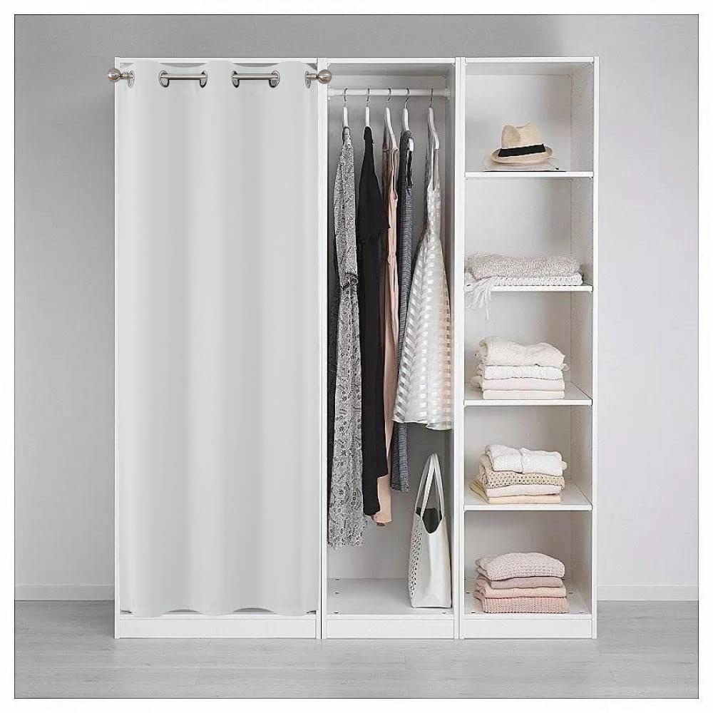 Joydeco 78 Inch Blackout Door Curtain - Closet Door Privacy Panel, Room Divider for Bedroom & Open Closets (Greyish White, 40W x 78L) - Perfect for Light Blocking, Space Separation & Home Decor