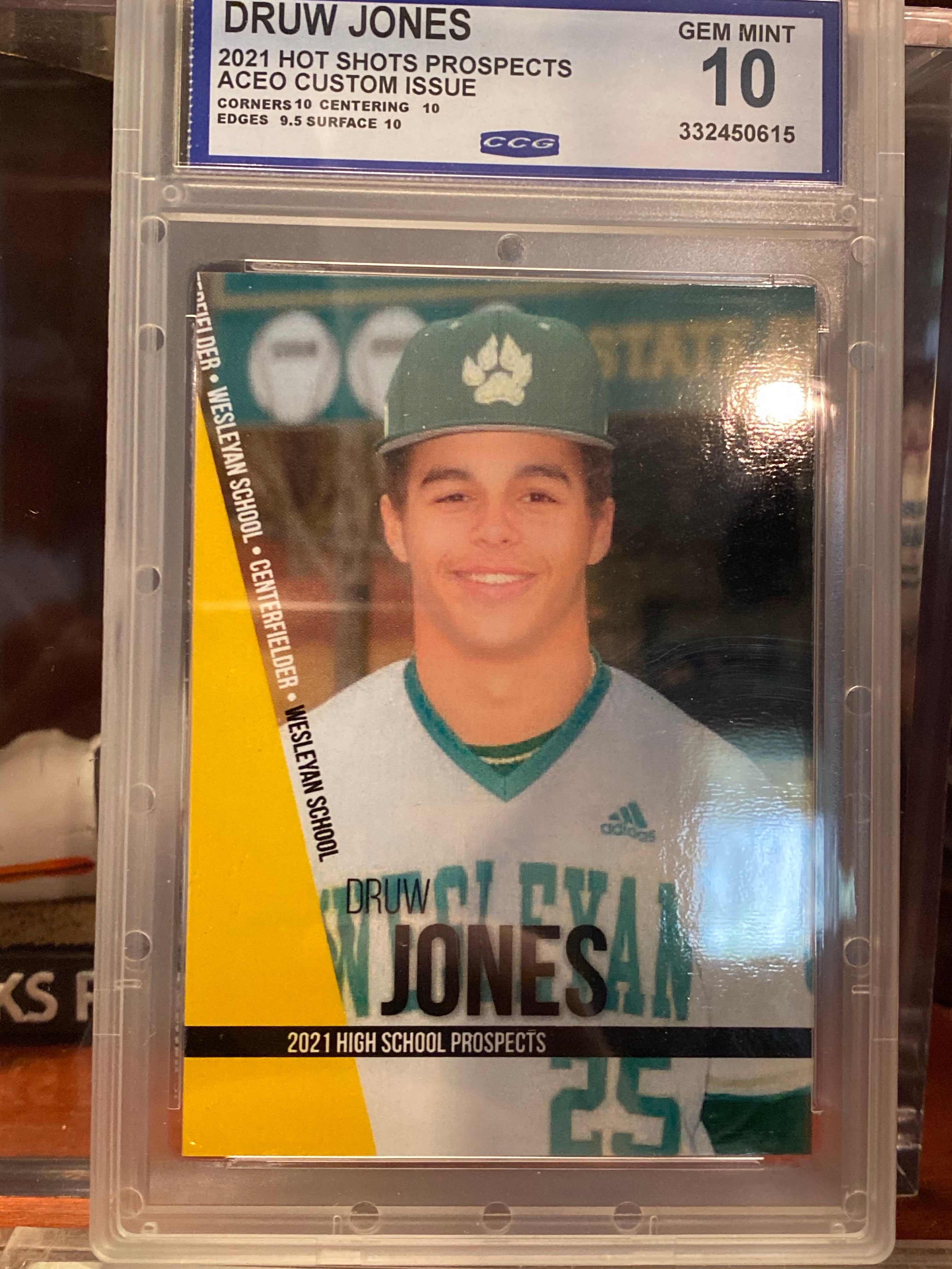 Druw Jones 2021 Hot Shot Prospects Baseball Rookie Card PSA GEM MINT 10 - High School Baseball Collectible for Sports Memorabilia & Trading Card Enthusiasts