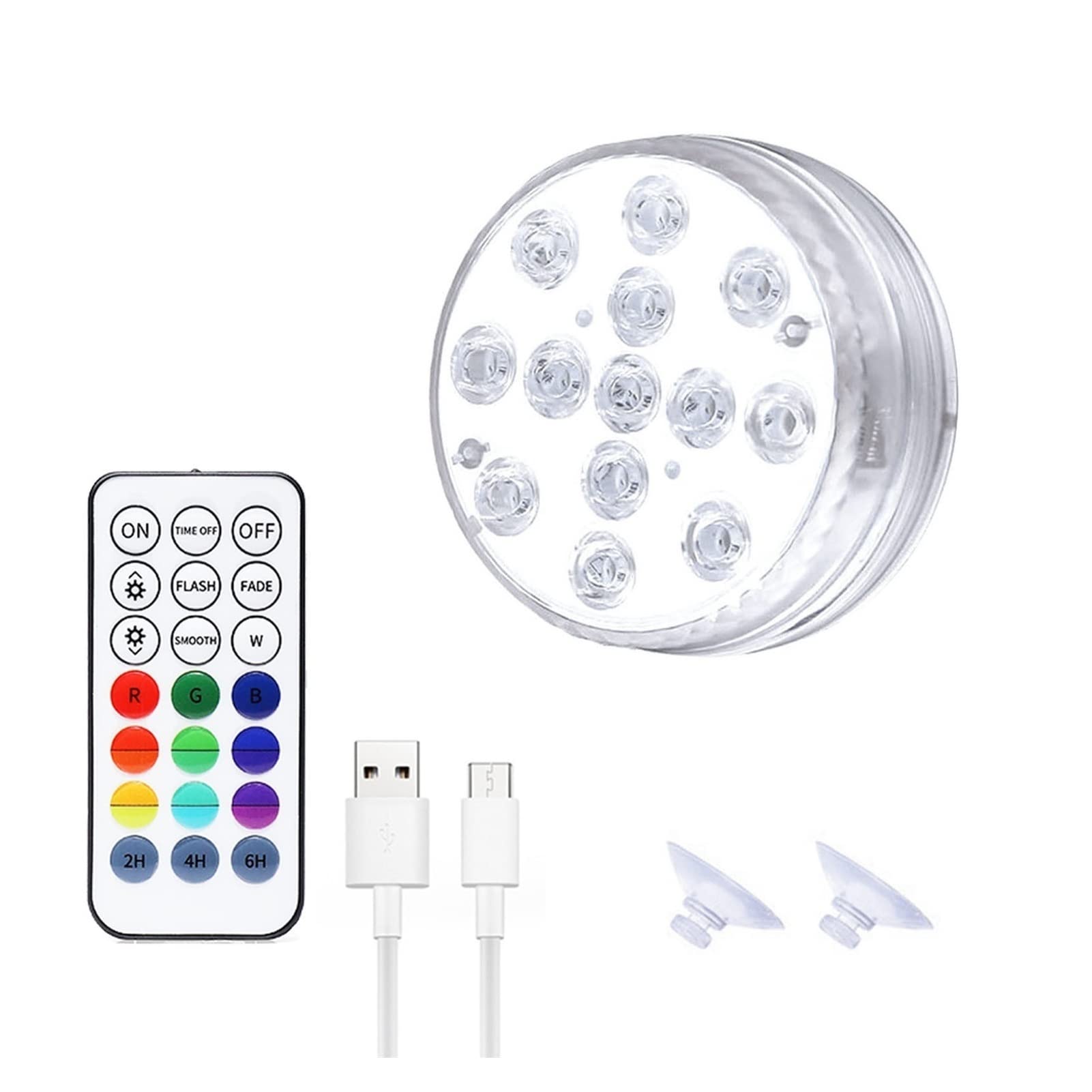 TOMYEUS 13 LED USB Rechargeable Underwater Light - IP68 Waterproof Pool Light for Swimming Pools, Aquariums, Fountains & Vases - Multi-Color Submersible LED Lamp for Indoor/Outdoor Decoration & Night Swimming