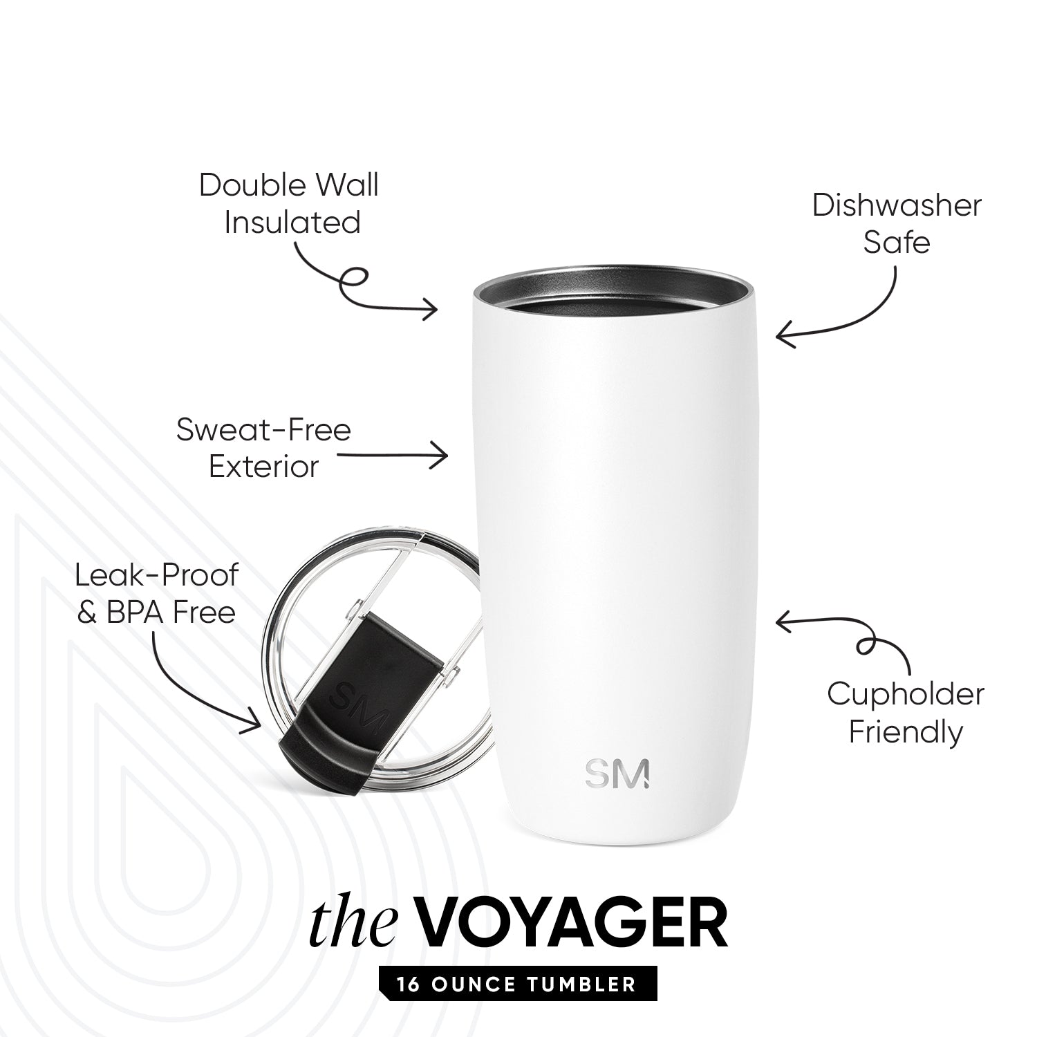 Voyager 20oz Insulated Tumbler with Clear Flip Lid & Straw - Leakproof Stainless Steel Travel Mug for Hot & Cold Drinks - Perfect for Office, Gym, Hiking & Outdoor Activities