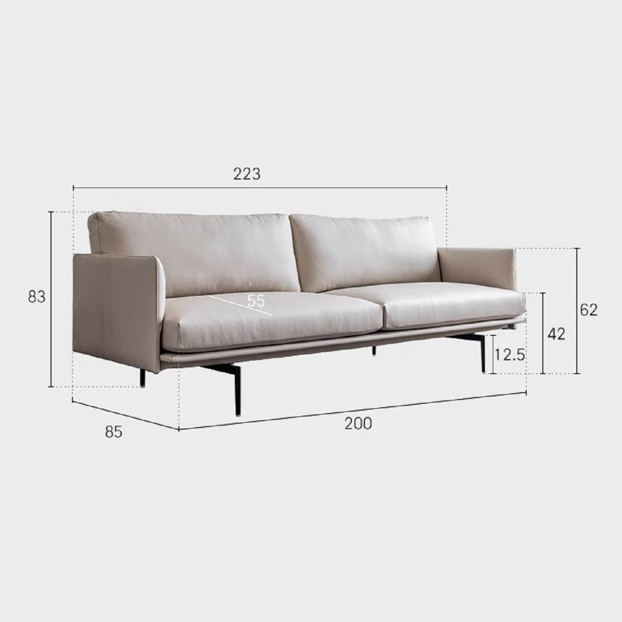 Luxury White Microfiber Leather Sofa - Modern Minimalist Design 87.8