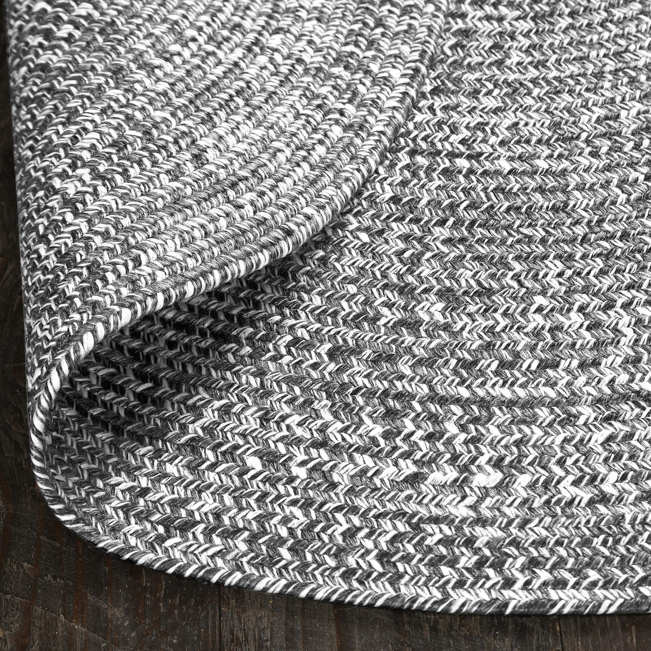 Premium Reversible Braided Oval Rug 8'x10' - Indoor Outdoor Washable Area Rug for Living Room, Bedroom, Office - Charcoal & White - Perfect for Home Decor, Patio, and High Traffic Areas