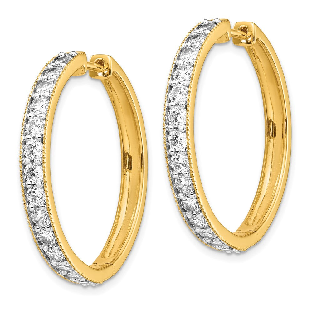 14K Gold Diamond Milgrain Hinged Hoop Earrings - Classic Elegant Dangle Earrings for Women | Model EM4284 | Perfect for Weddings, Parties & Special Occasions