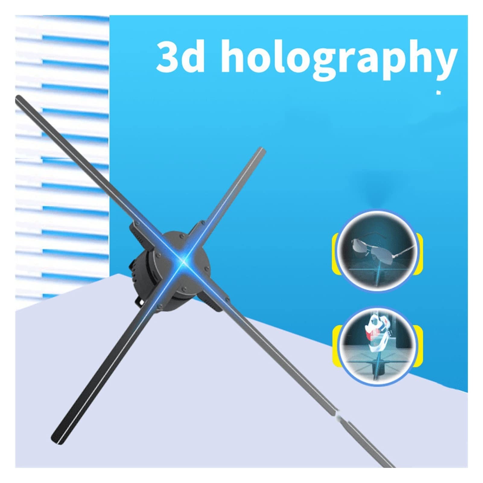 Naked Eye 3D Holographic Video Fan - 360° Rotating LED Projector for Dynamic Air Suspension Imaging | Wall Mount Advertising Display & Home Decor Hologram Projector | Perfect for Retail Stores, Events, and Interactive Home Displays