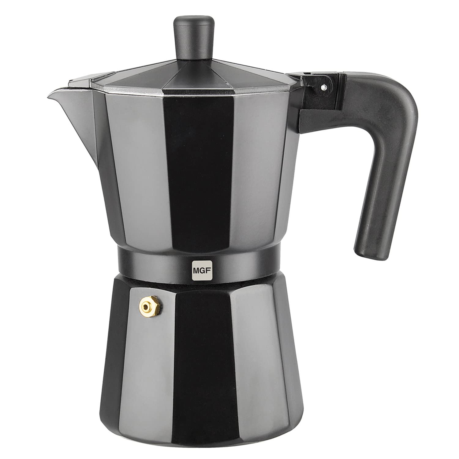 MAGEFESA KENIA NOIR Stovetop Espresso Coffee Maker - 3 Cup Italian Moka Pot, Black Enameled Aluminum, Safe & Easy to Use for Perfect Home-Brewed Coffee - Ideal for Kitchen, Camping & Office Use