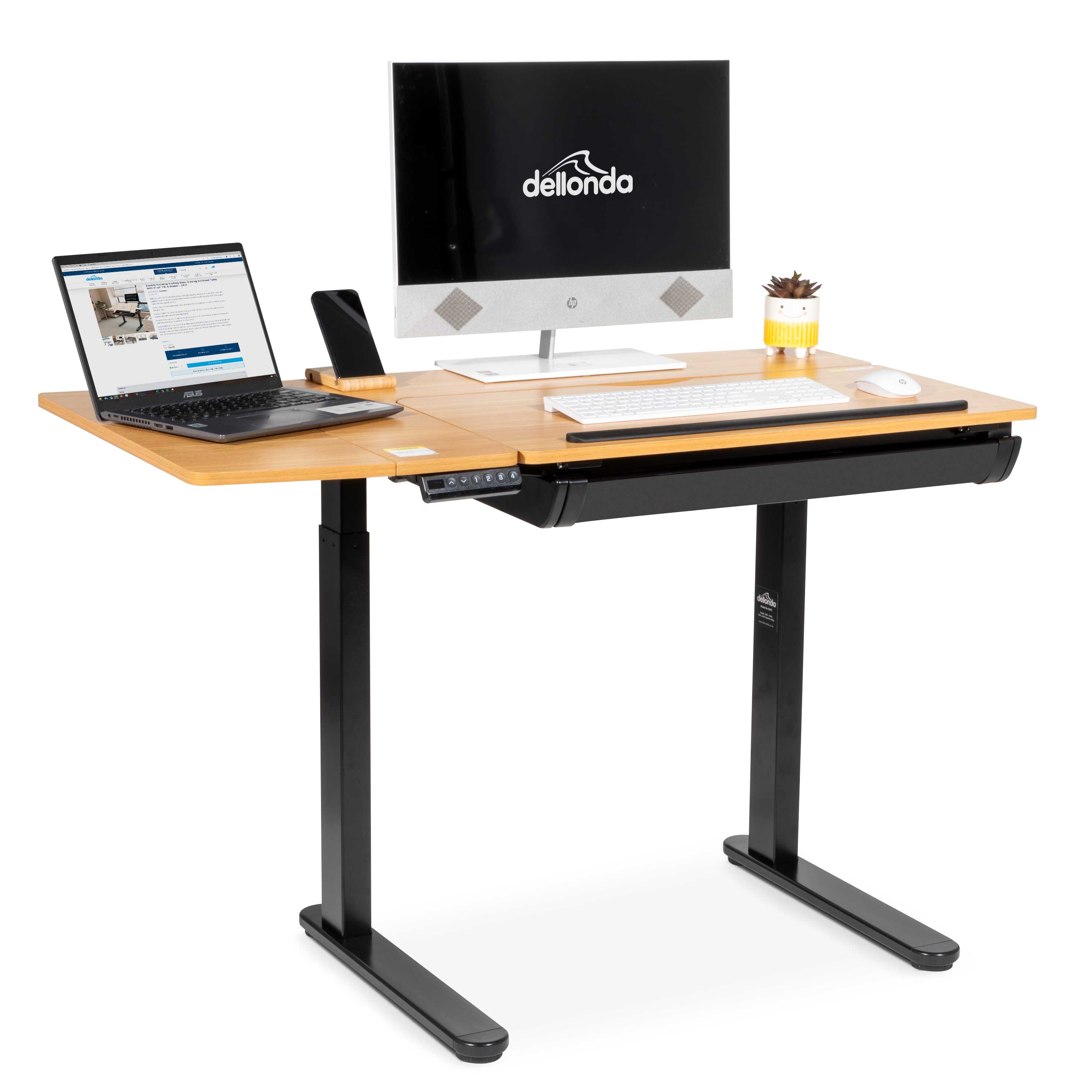 Electric Standing Drafting Desk - Adjustable Height Sit Stand Drawing Table with 0°-40° Tilt Angle & Storage Drawer | Perfect for Architects, Artists & Home Office Workspaces (Model DH71)