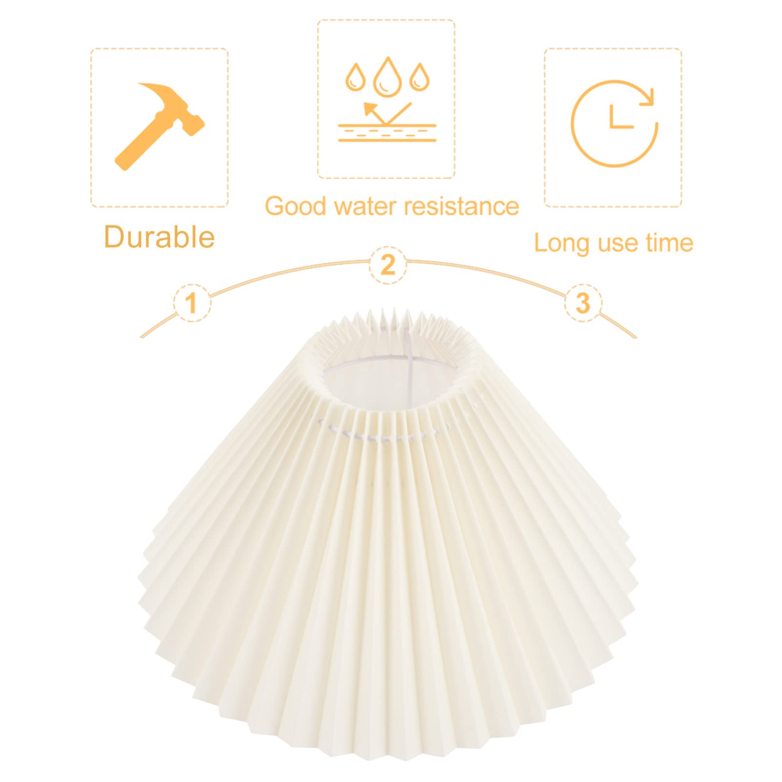 Beaupretty Pleated Lamp Shade - Clip-On E27 Desk Lamp Cover, Chandelier & Floor Light Protector Replacement - Soft Yellow Beige Fabric Shade for Home Office & Bedroom Lighting