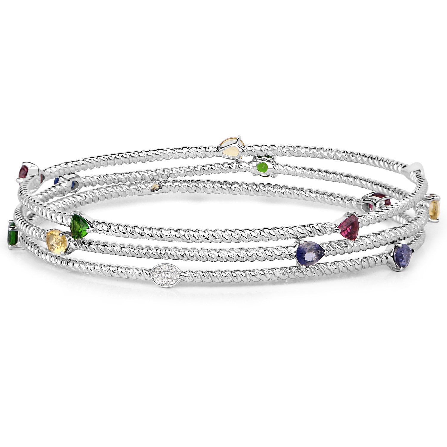 Genuine Multi-Stone Bangle Bracelet for Women - Elegant Handmade Jewelry for Parties, Weddings & Everyday Wear
