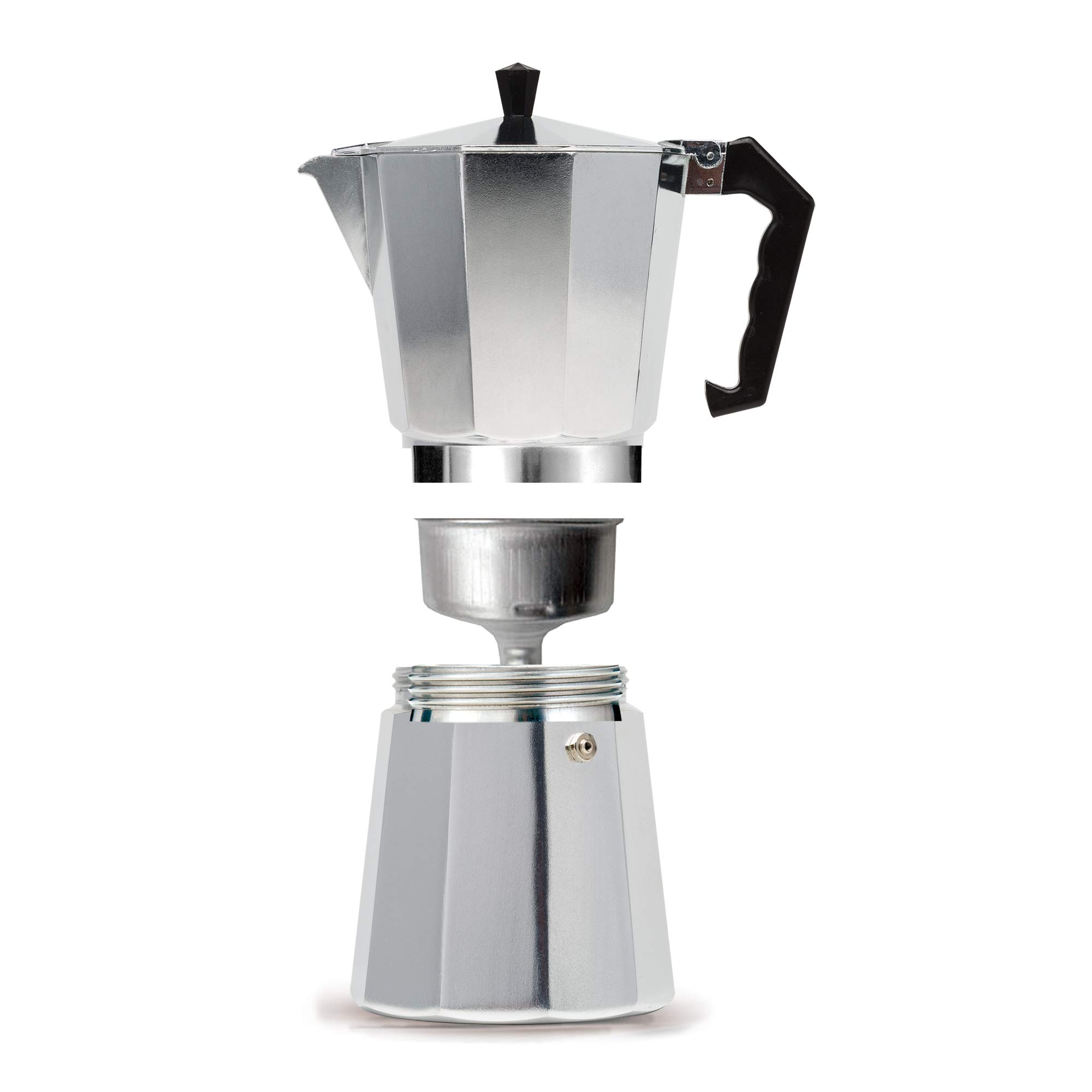 Primaria Classic Stovetop Espresso Maker - 12 Cup Italian Moka Pot for Brewing Rich Cuban Coffee & Espresso at Home | Durable Aluminum Coffee Maker for Stove Top Use | Perfect for Morning Brews, Camping & Gifts