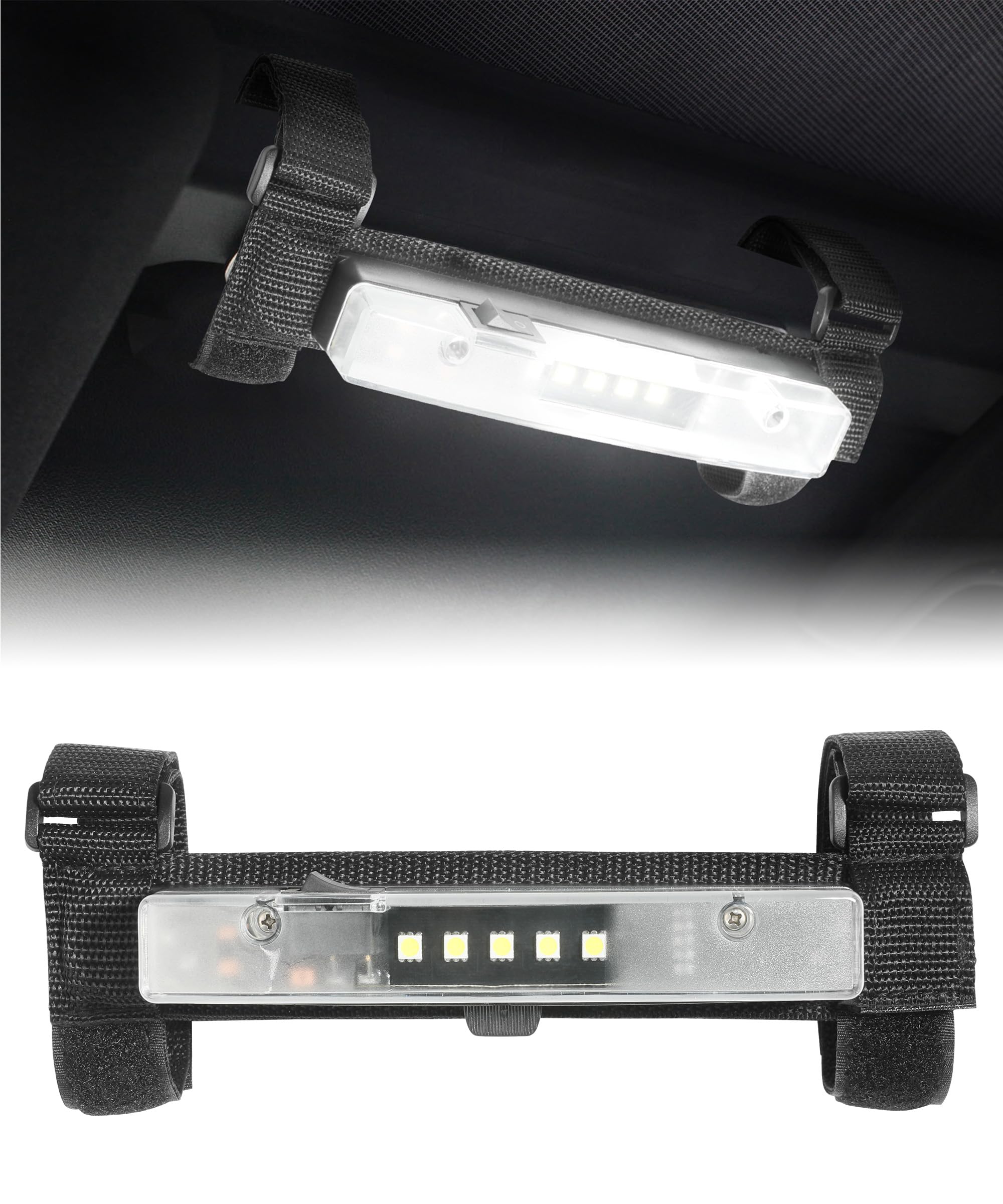RACOONA UTV Dome Light - Universal Roll Bar Mount LED Interior Light for UTV, ATV, RZR, Truck & Off-Road Vehicles - Waterproof Car Accessories & Utility Roll Cage Courtesy Light - Perfect for Night Riding, Camping & Off-Road Adventures