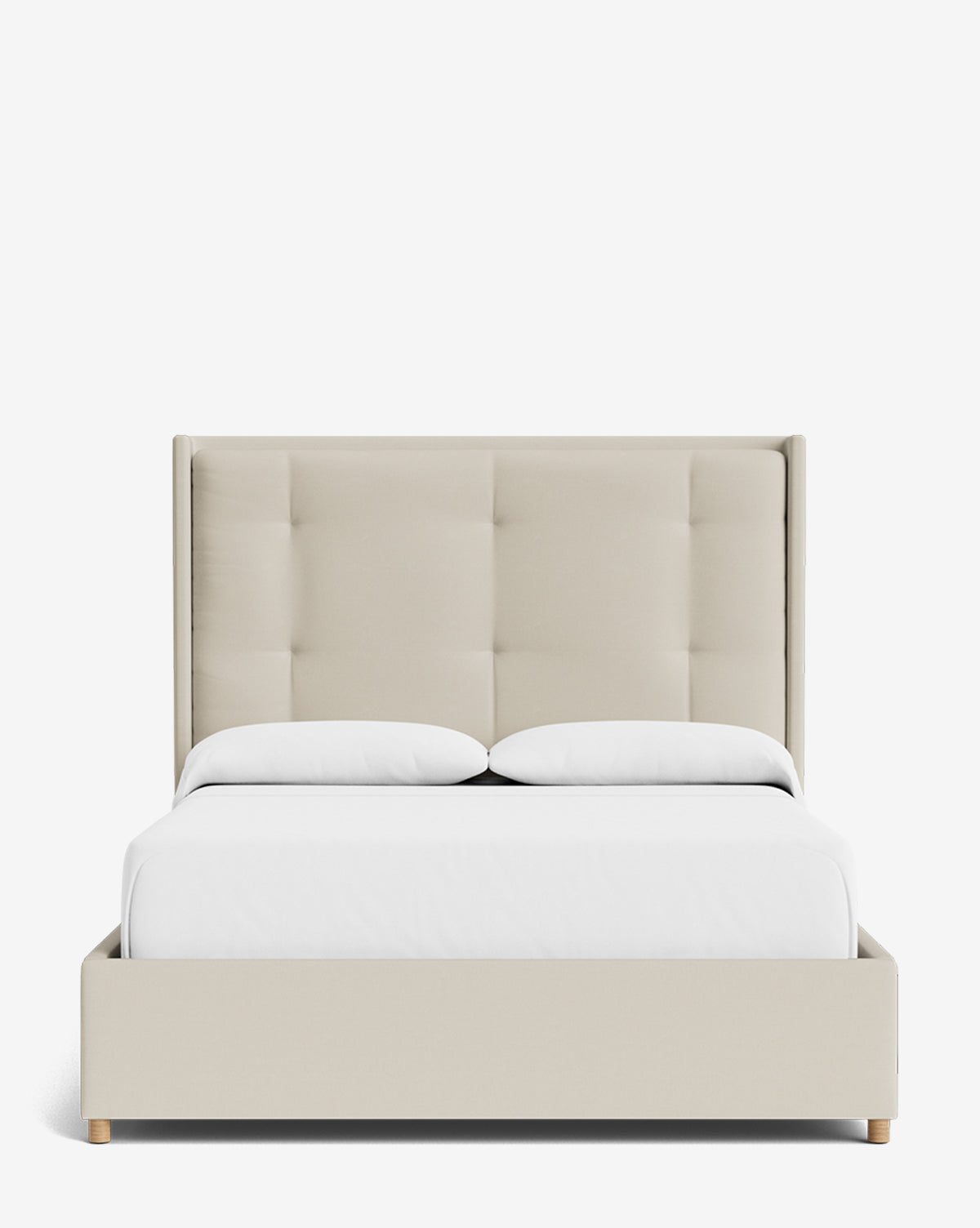 Luxury Ria Upholstered Bed Frame - Queen Size Platform Bed with Soft Fabric Headboard - Modern Bedroom Furniture for Master & Guest Rooms