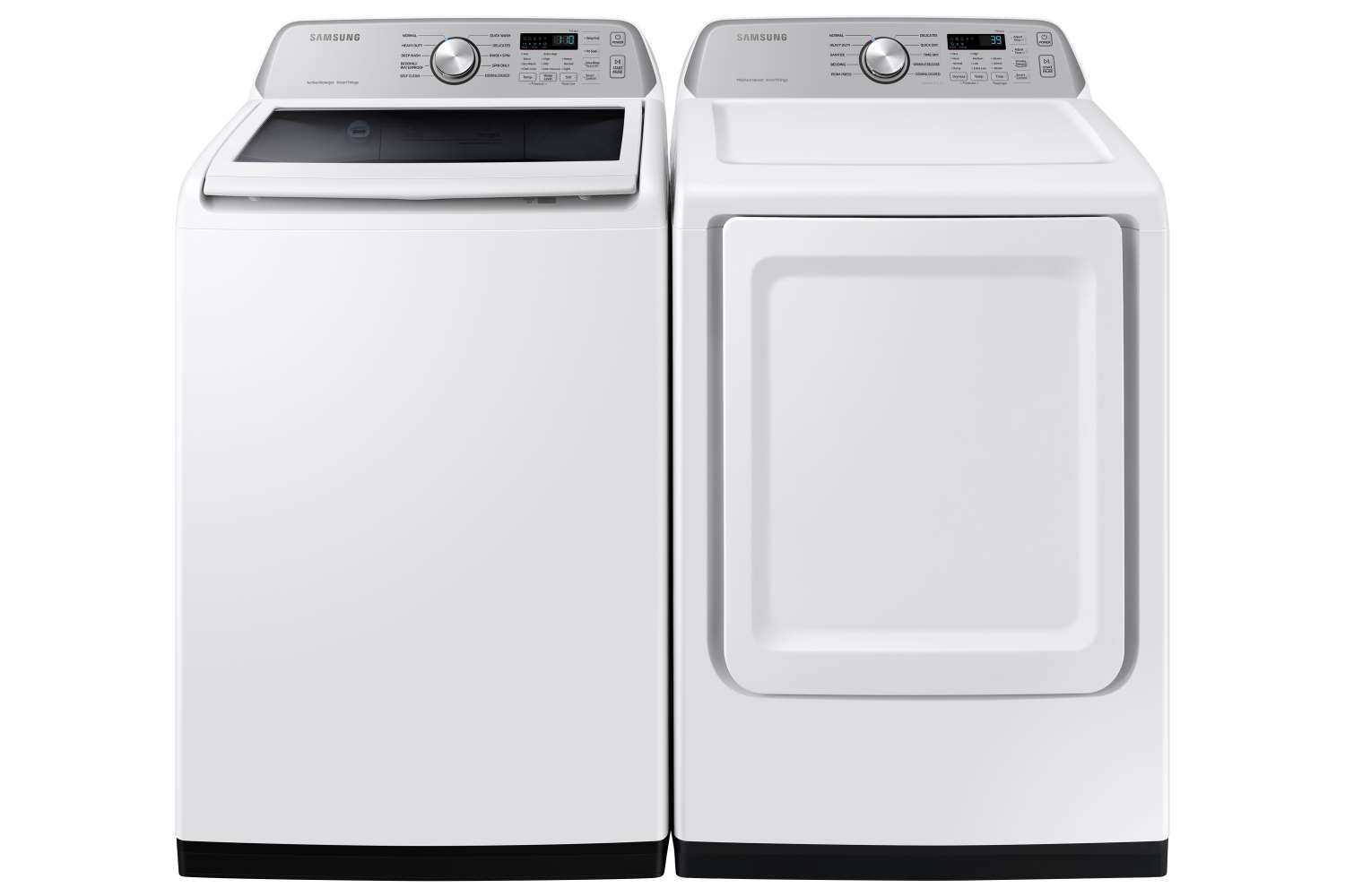 Samsung 5.3 Cu.Ft White Top Load Washer with Agitator & 7.4 Cu.Ft White Electric Dryer Set - SmartThings Compatible, Large Capacity Laundry Appliances for Home & Family Use