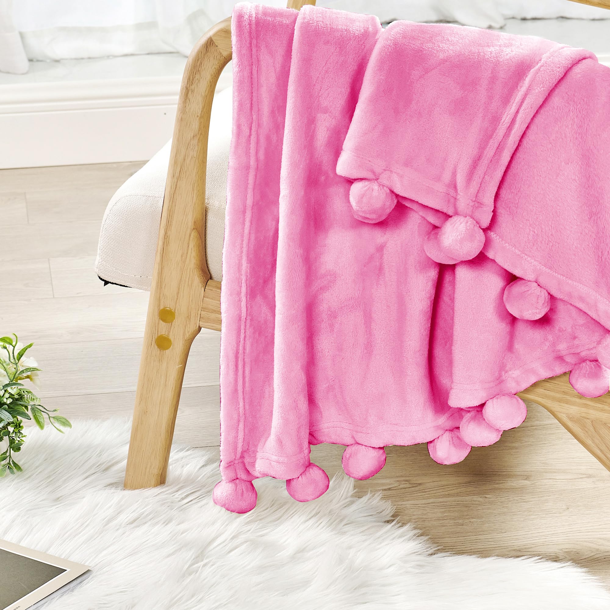 Soft Fluffy Pom Pom Throw Blanket - 60