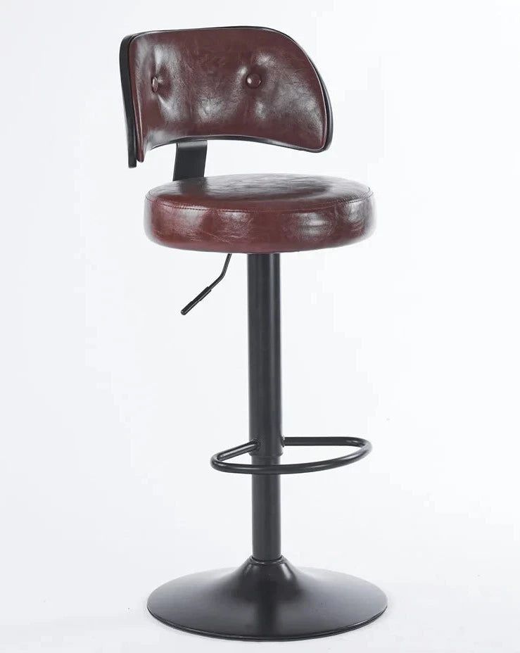 Premium Leather Bar Stools for Kitchen Island - Adjustable Height Counter Stools with Back Support - Modern Dining Chairs for Home Bar, Breakfast Nook & Restaurant Use