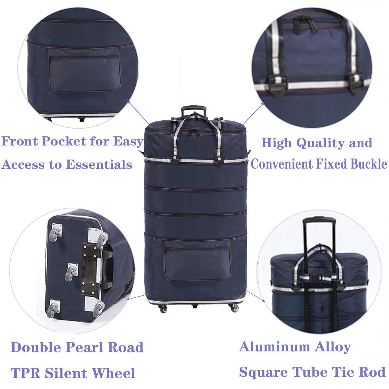 Expandable Foldable Carry-On Suitcase with Spinner Wheels - Large Capacity Collapsible Duffle Travel Bag for Men & Women - Perfect for Air Travel, Business Trips & Weekend Getaways