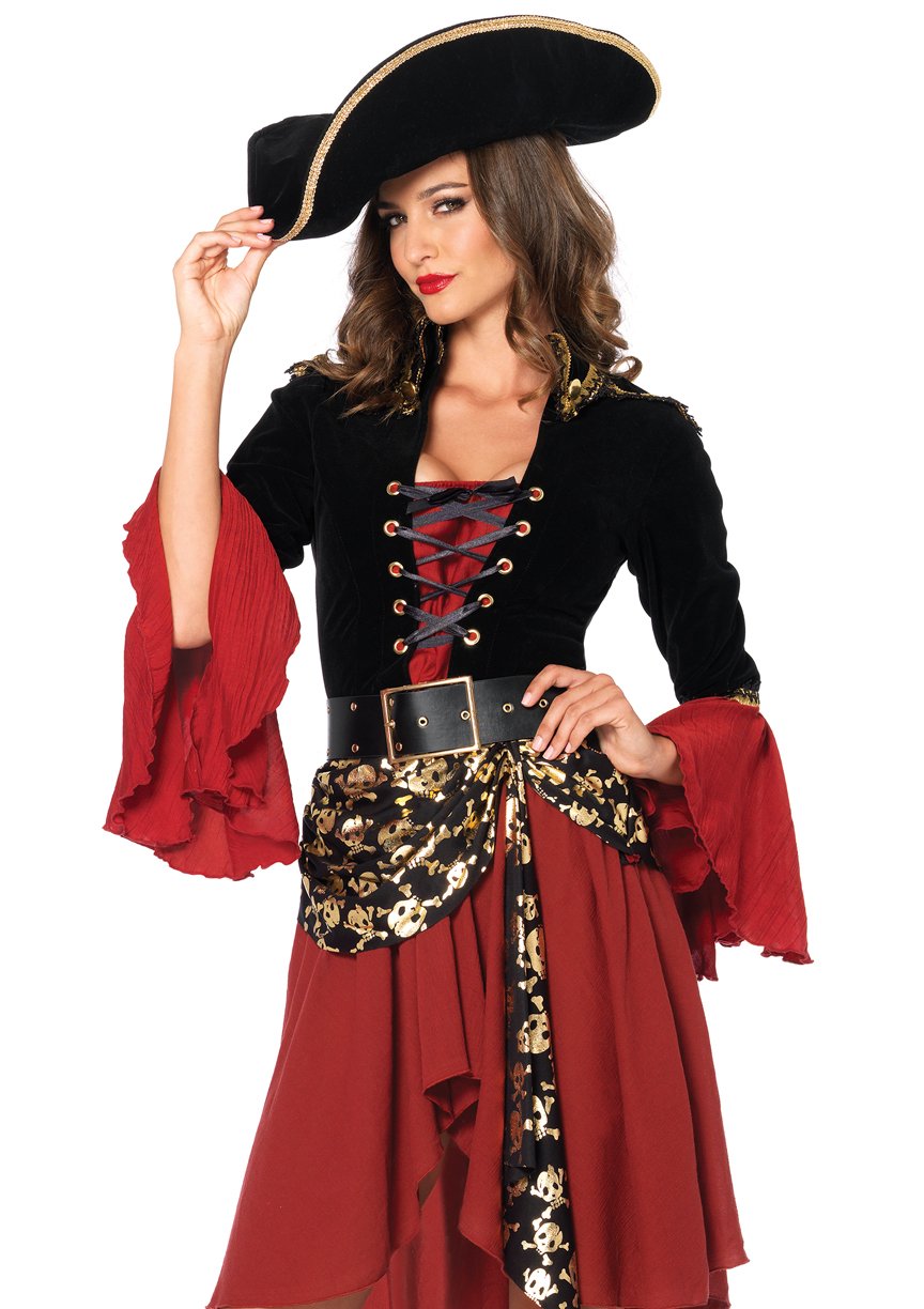 Leg Avenue Women's 2-Piece Cruel Seas Pirate Captain Dress Costume - Halloween, Cosplay, Themed Party Outfit