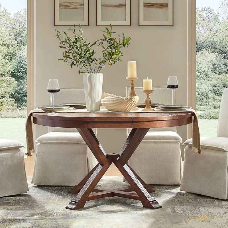 Extendable Round Dining Table - Traditional Israeli Design for Small Spaces | Perfect for Family Gatherings & Dinner Parties
