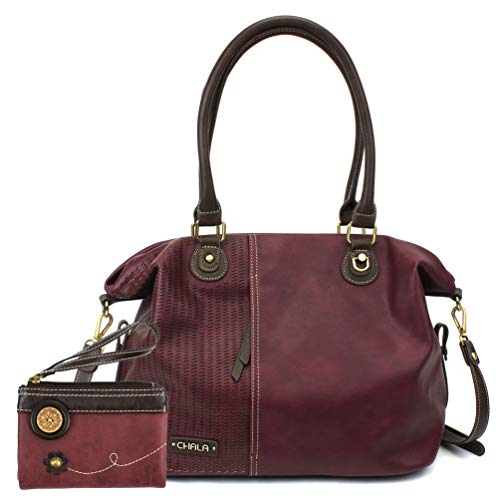 Plum Tote + Burgundy Double Zip Wallet