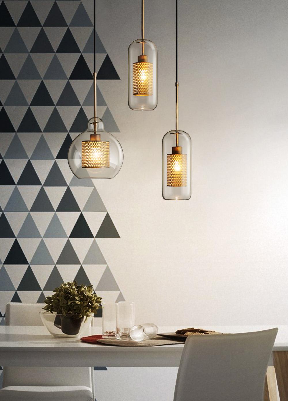 Chiswick Glass Pendant Light - Modern Hanging Ceiling Lamp for Kitchen Island, Dining Room & Bedroom Lighting