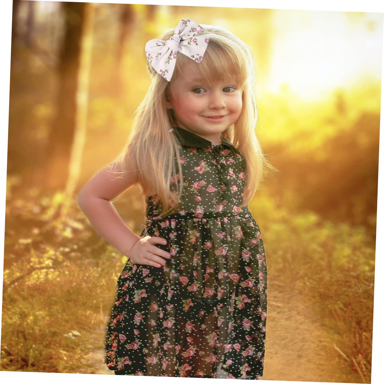 **IWOWHERO 20pcs Girls Hair Bows Set - Floral Print Baby Hair Clips & Hair Ties for Toddlers | Perfect for Parties, School, and Everyday Styling**