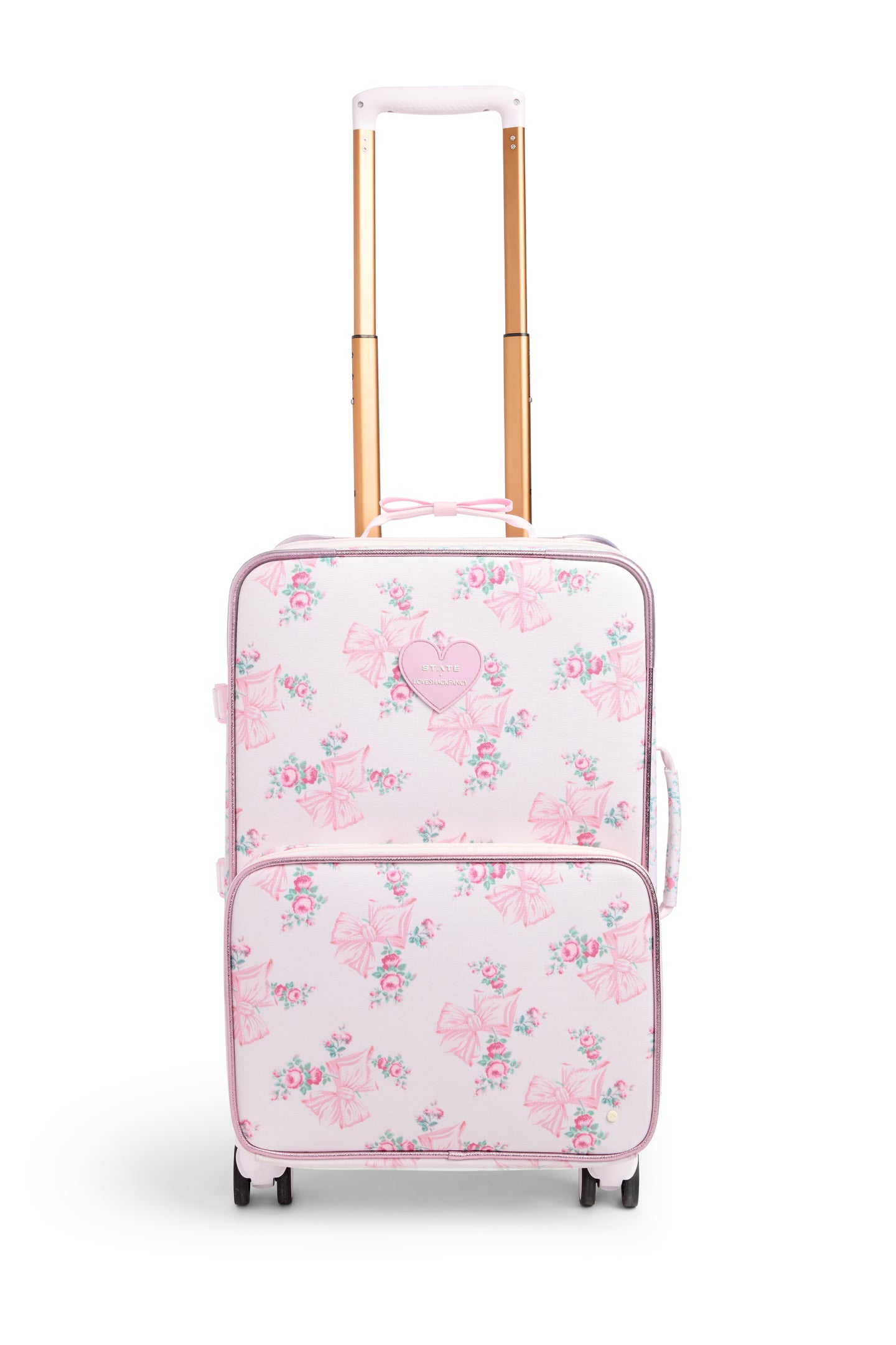 STATE x LoveShackFancy Logan Carry On Luggage - Stylish Pink Floral Hardshell Suitcase for Women, Perfect for Air Travel & Weekend Getaways