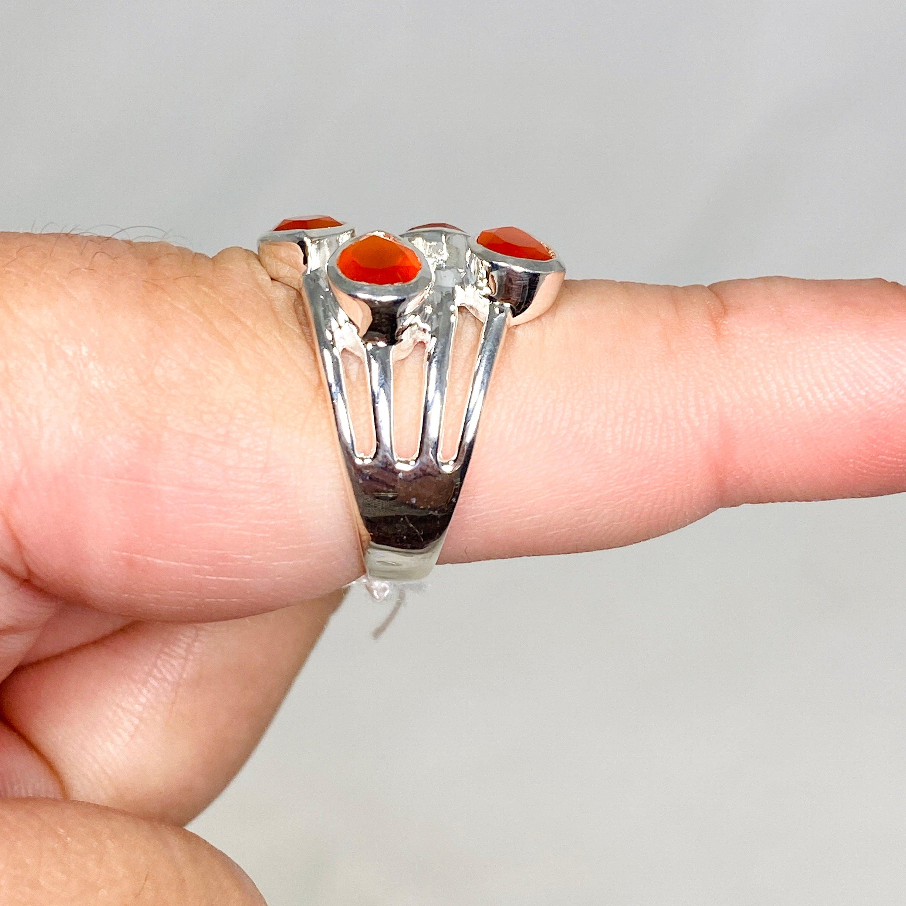 Natural Carnelian Multi-Stone Faceted Teardrop Ring R3815 - Elegant Bohemian Jewelry for Women, Perfect for Weddings, Parties & Everyday Wear