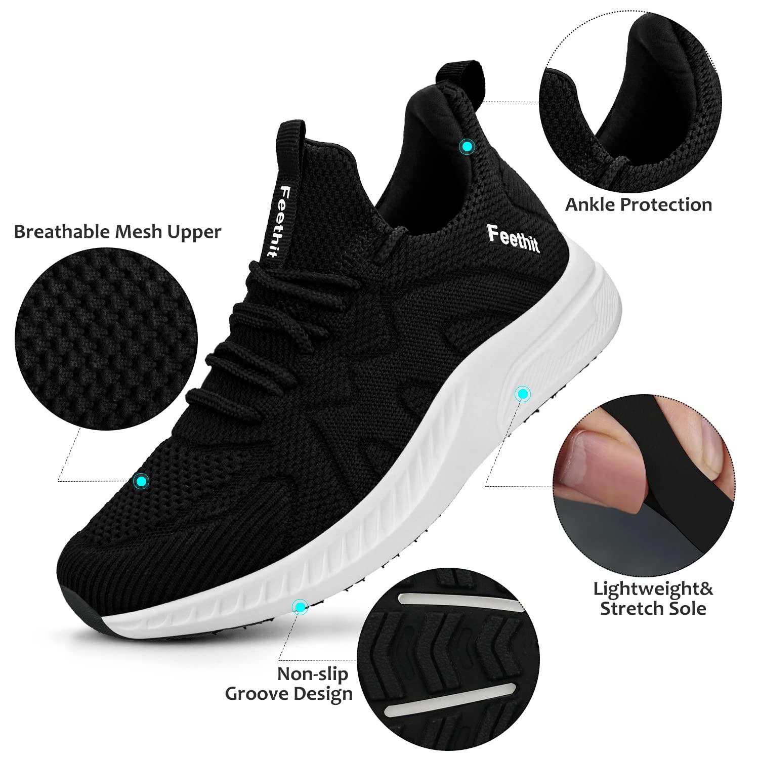 Feethit Women's Running Shoes - Lightweight Breathable Mesh Workout Sneakers for Gym, Tennis, Walking & Travel | Comfortable Wide Fit for Active Lifestyles