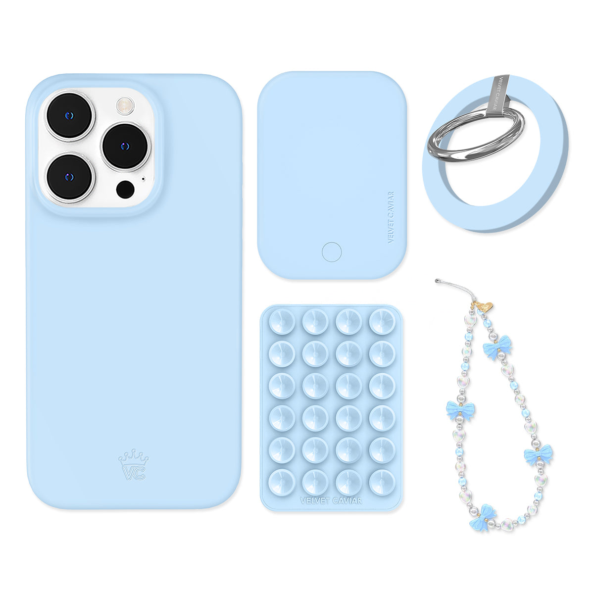 Cotton Candy Blue iPhone Case with Grip - Shockproof Protective Cover for iPhone 13/14/15 - Cute Aesthetic Phone Accessories for Women & Girls - Perfect for Daily Use, Travel, and Selfies