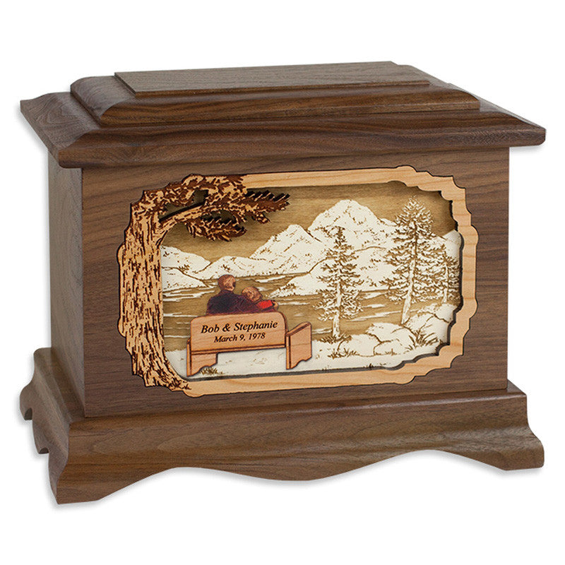 Beautiful Great Lakes Cremation Urn with Elegant Wood Inlay Art - Perfect for Memorial Services, Home Display & Honoring Loved Ones
