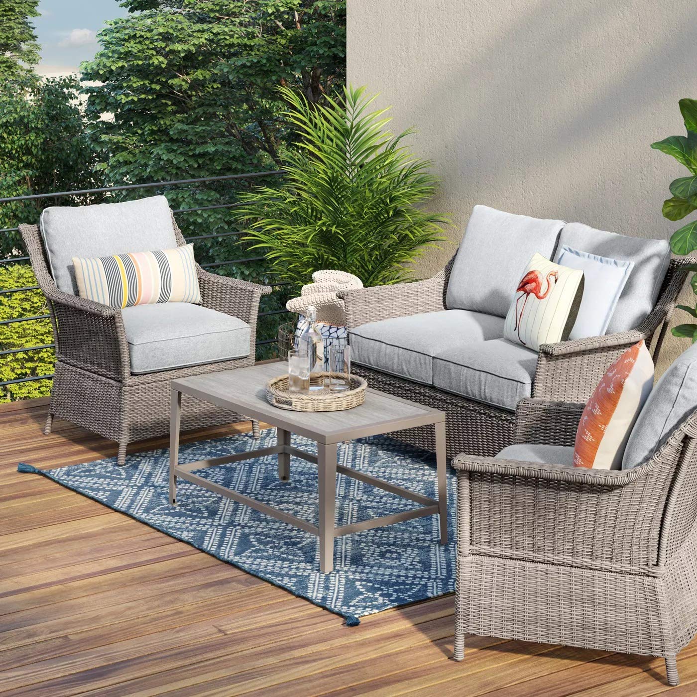 Gray Outdoor Patio Coffee Table - Weather-Resistant & Durable for Garden, Deck, Poolside, and Backyard Relaxation