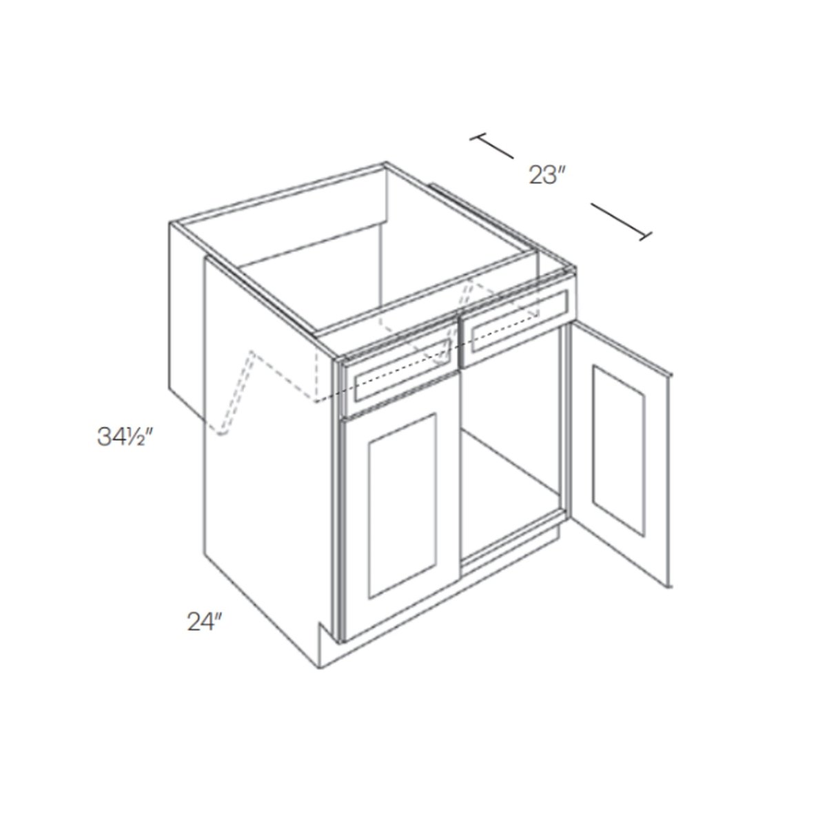30 Inch White Shaker Style Handicap Accessible Removable Sink Base Cabinet - Custom Made & Pre-Assembled for Bathroom & Kitchen Renovations