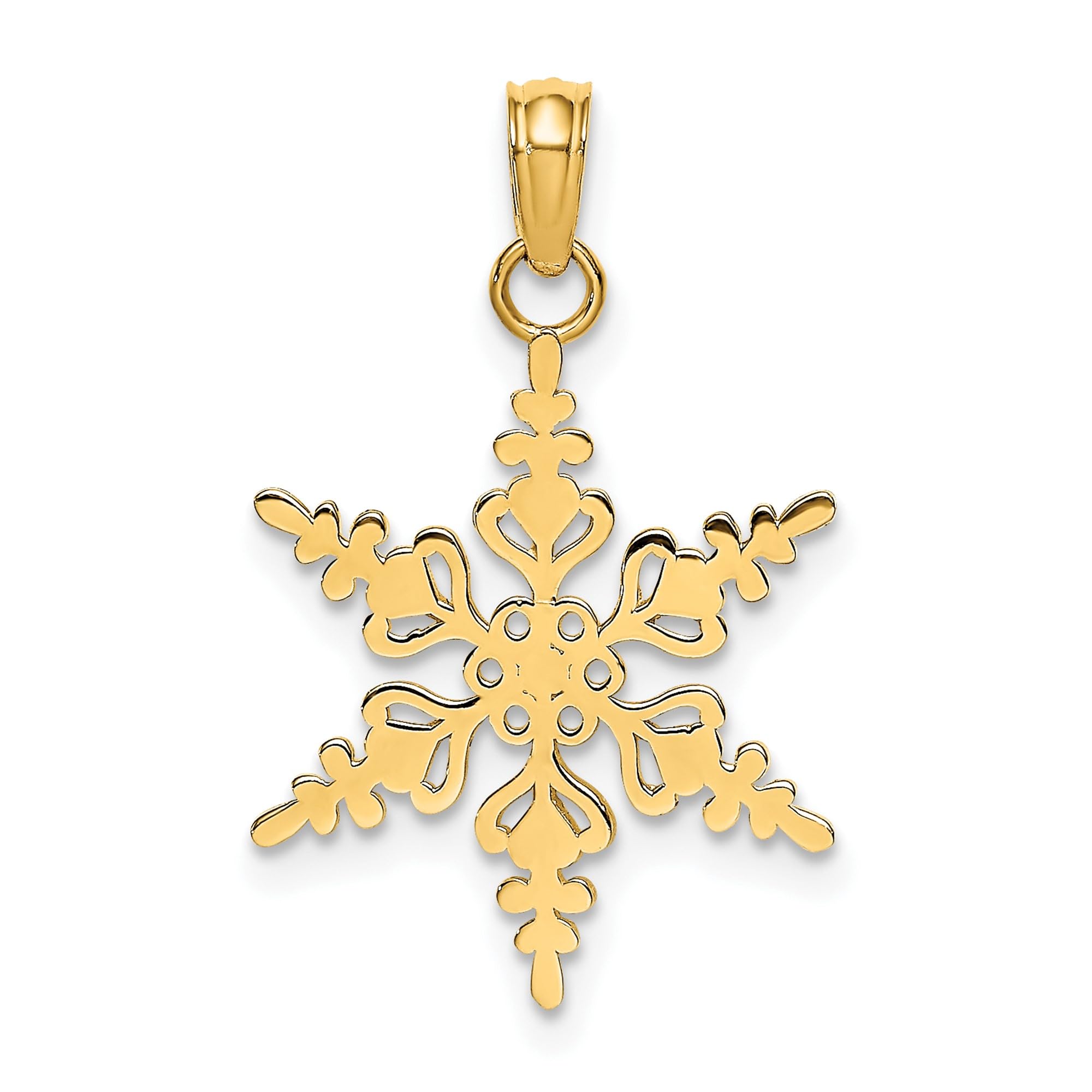 14K Solid Yellow Gold Snowflake Necklace - Elegant Winter Jewelry Pendant for Christmas Gifts & Holiday Parties